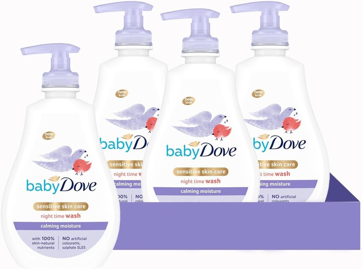 Baby DoveCalming Moisture Head to Toe Wash – Gentle Chamomile Baby Wash for Sensitive Skin, Relaxes & Soothe Before Bed, 3 x 400ml