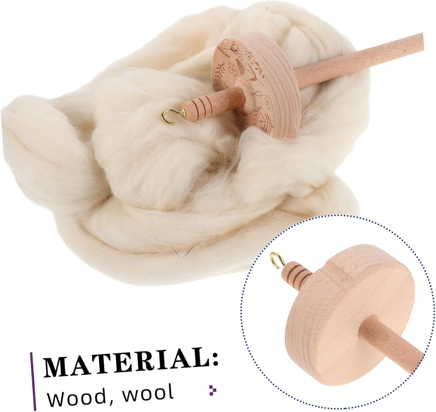 Angoily 1 Set Wooden Drop Spindle Kit Portable Hand Weaving Tools for Yarn Spinning Durable Spindle Drop Shuttle for Efficient Twisting Thread Storage Design