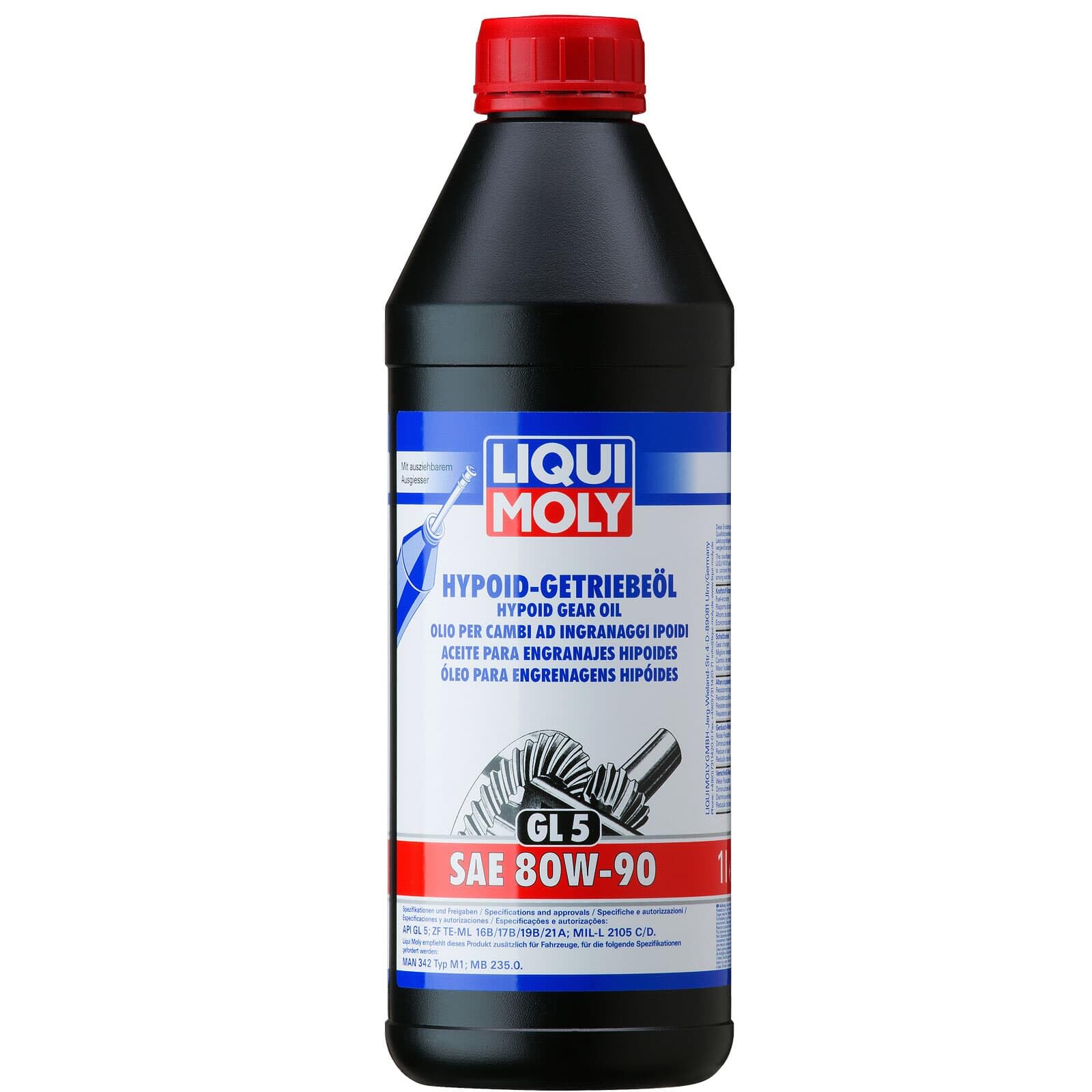 Liqui Moly 5x 4406 Achsgetriebeöl (5 x 1 L Kunstoffdose) | 5x 4406,LIQUI Moly 1L Hypoid-Getriebeöl GL5 SAE 80, Getriebeöl