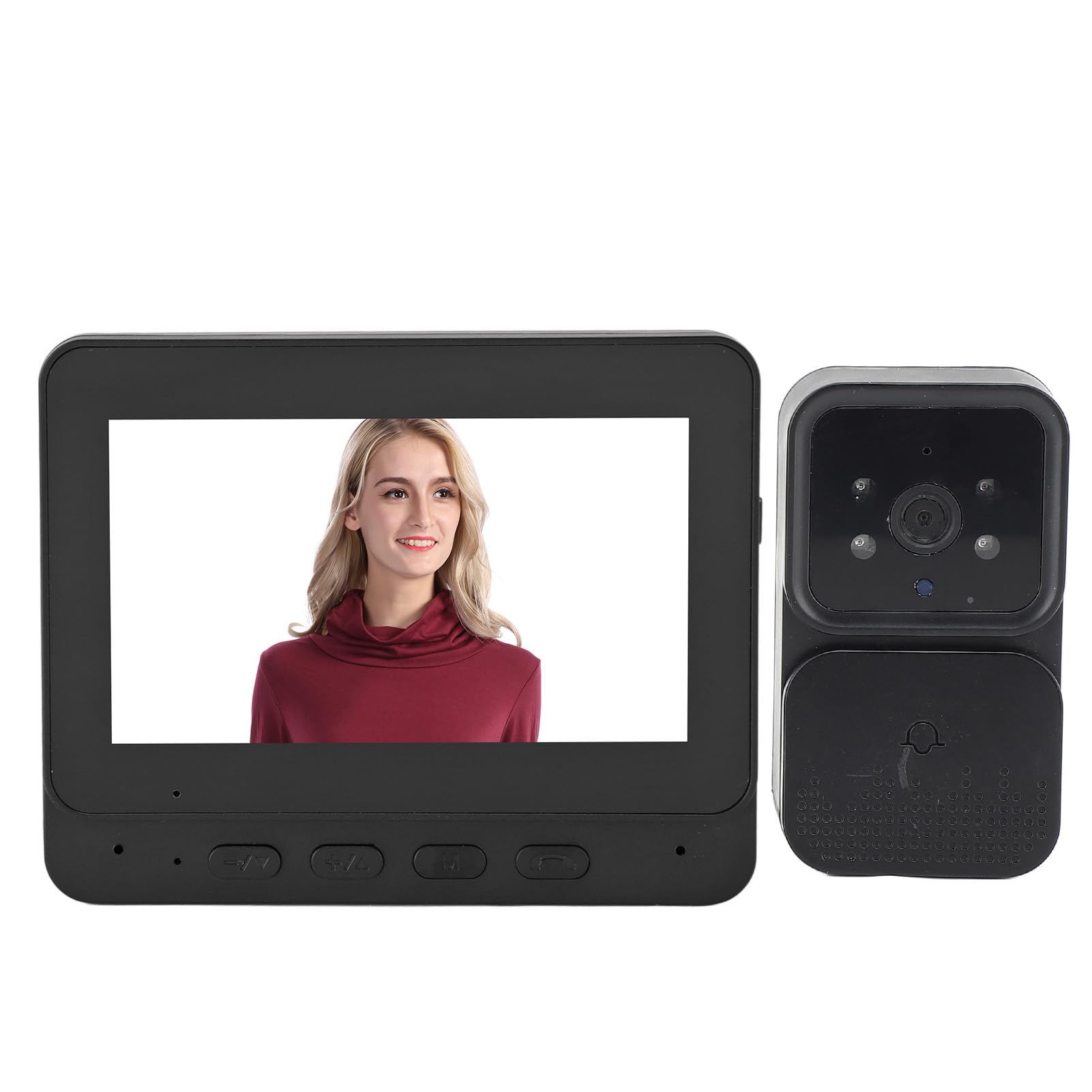 Tbest Système D'interphone Vidéo sans Fil, Système D'interphone Vidéo WiFi sans Fil, Caméra de Sonnette Vidéo 1080P avec Moniteur, Audio Bidirectionnel, Vision Nocturne Infrarouge 2,4