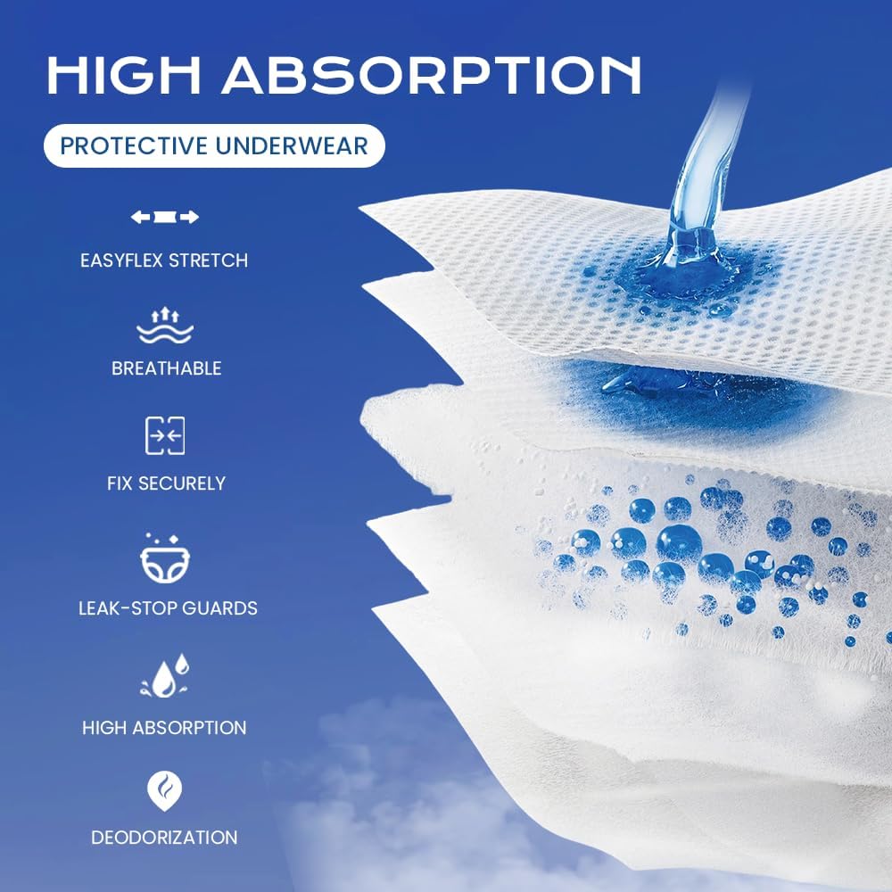 Bariatric Adult Diapers 5XL Women&Men of Deodorization,Medical Waist 64-85IN 8 PCS/Box,Absorb Effectively Disposable Underwear with Tabs,Fixed Firmly Incontinence Underwear Advanced Technology DU001 - Image 6