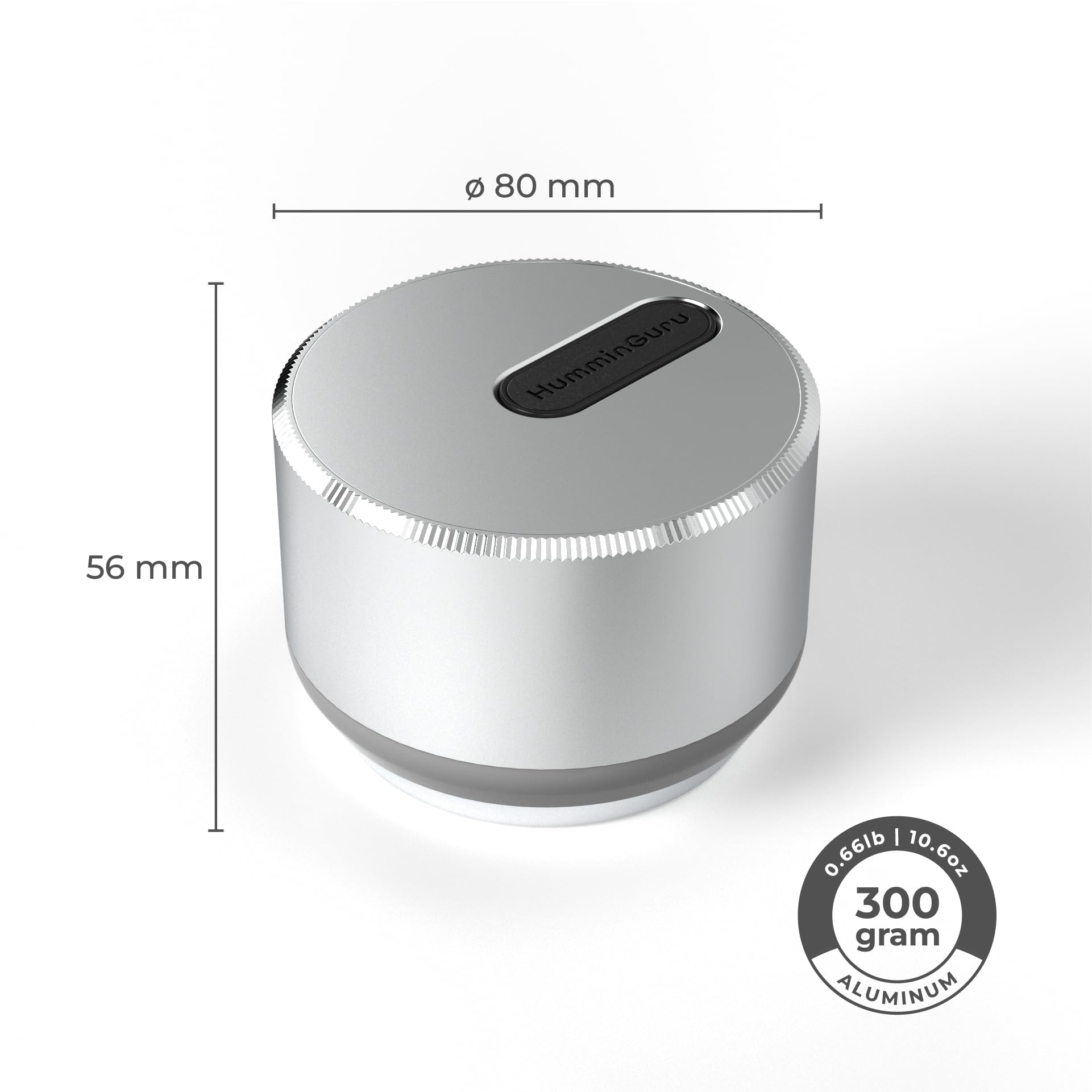 HumminGuru LUMI Plattengewicht Stabilisator und Plattenspieler Geschwindigkeitstester | 33/45/78 RPM Stroboskopscheibe und Licht | 300g Aluminium Gewichtsklammer | 9 LED Farbambienteleuchte Auto-Aus