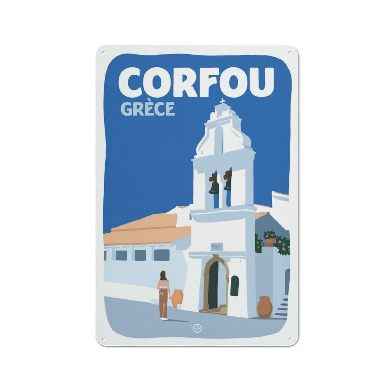 Junmoney Style-22 For Café Or Restaurant, Corfu Greece Travel Retro Metal Sign 30X20cm, Gift For Café Owners And Decorators During The Christmas Season