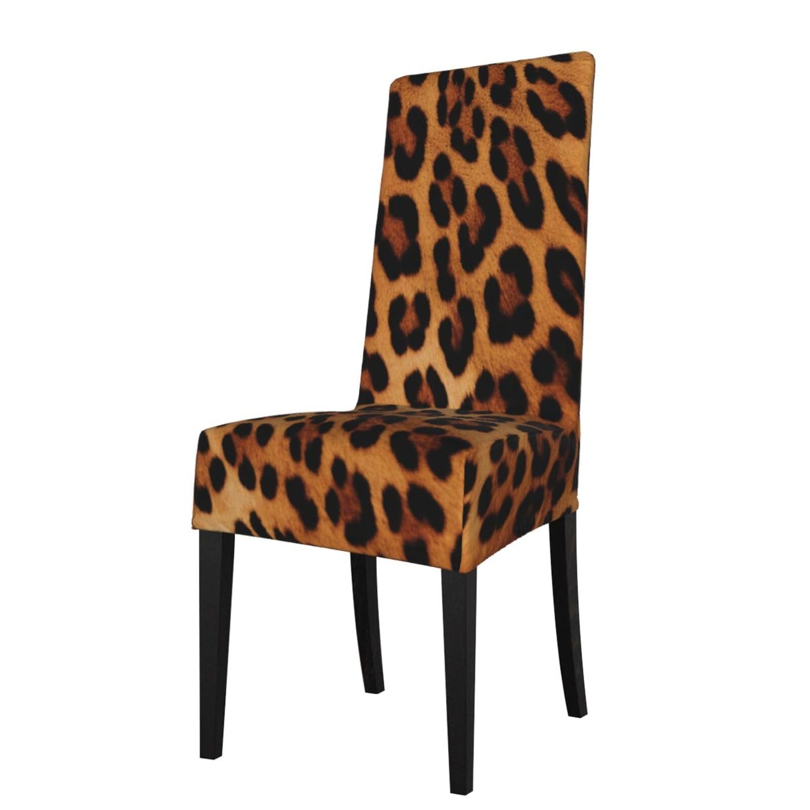WPKJU Leopard Print Print Dining Chair Covers Removable Chair Seat Covers Decorative for Kitchen & Bar Stools