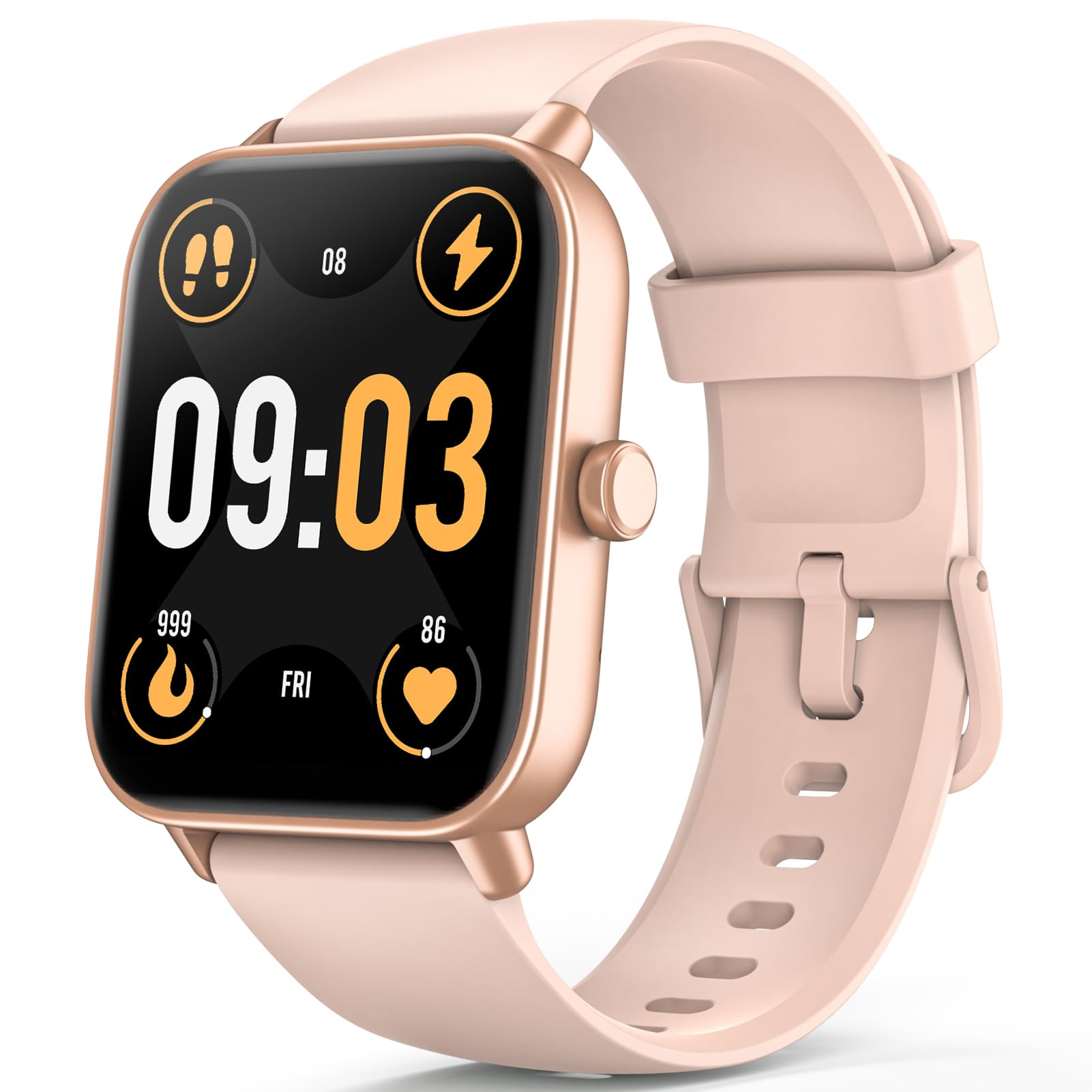Smart Watches for Women,1.85" HD Display Compatible iPhone/Android (Answer/Make Calls),110+ Sport Modes Fitness Tracker with Heart Rate/Sleep/Sp02 Monitor,200+watch Face IP68 Waterproof (Pink, 1.8)