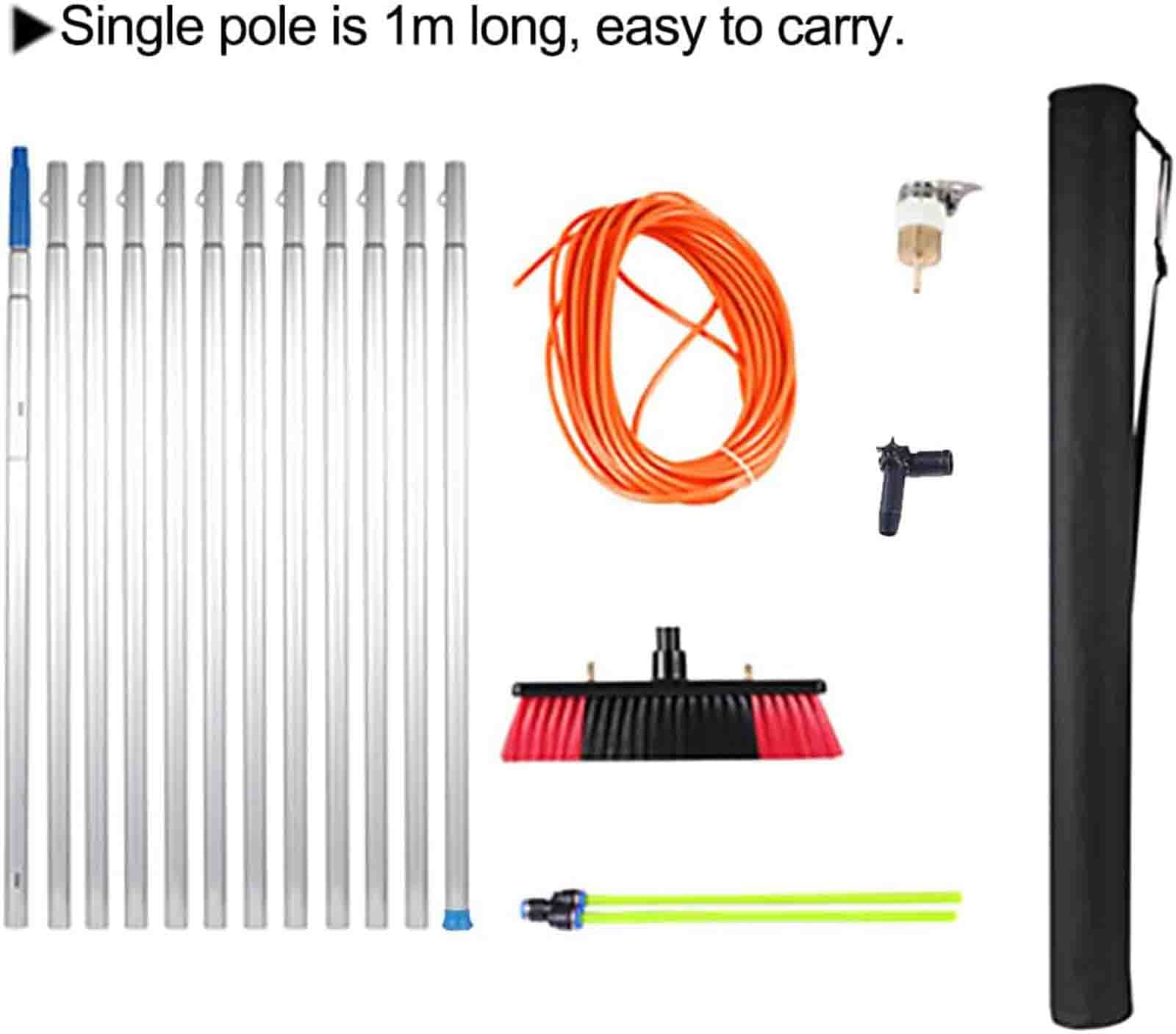 Pértiga De Limpieza De Ventanas con Suministro De Agua, Kit De Pértiga Telescópica, Cepillo Extensible, Rasqueta para Ventanas, Limpiador De Techos, Vidrio, Panel So