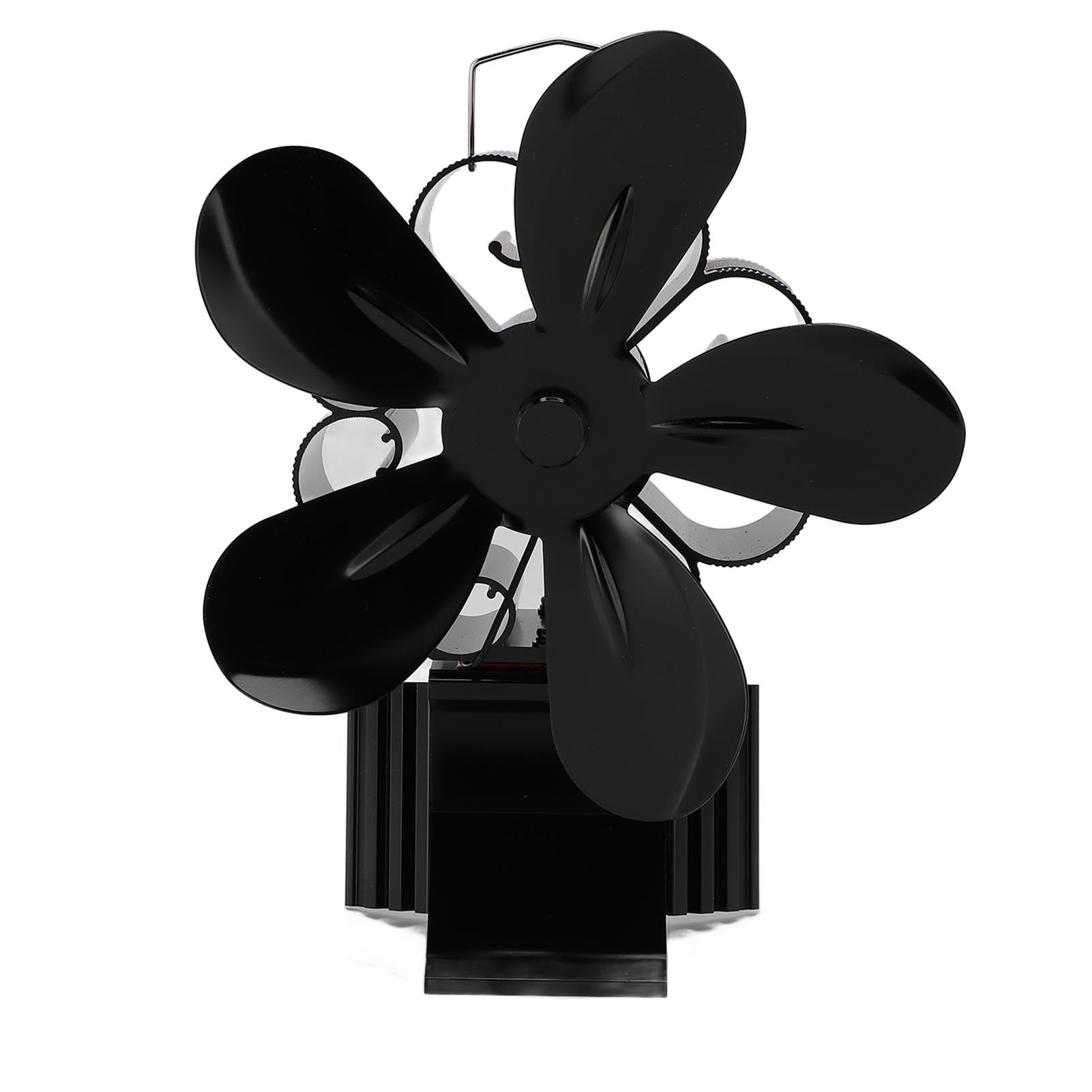 Fdit Holzofenventilator mit 5 Flügeln und Magnetthermometer für Kamin, Nicht Elektrischer Kaminventilator Verteilt Warmluft Effizient
