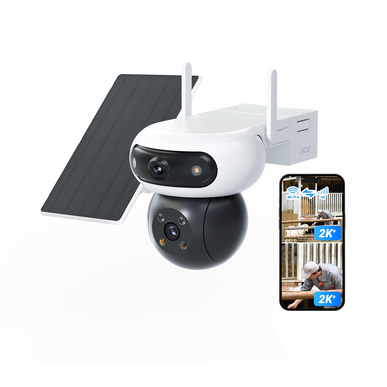 EZVIZ 4MP+4MP Cámara Vigilancia Exterior Solar, 4G /WiFi Conexión Dual, Grabación 24/7 AOV, BaterÃa 10400mA, Detección Persona/VehÃculo, Visión Nocturna Color, Audio Bidireccional, Panel 8W, CB90x 4G
