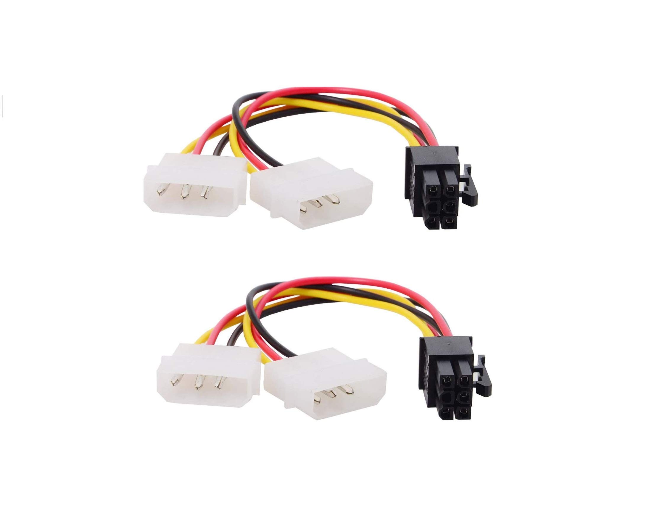 LipiWorld® 6 Pin PCI Express to Dual 4 Pin Molex LP4 Power Cable Adapter Video Graphics Card Power Cable (Dual 4Pin to 6Pin Pack-2)