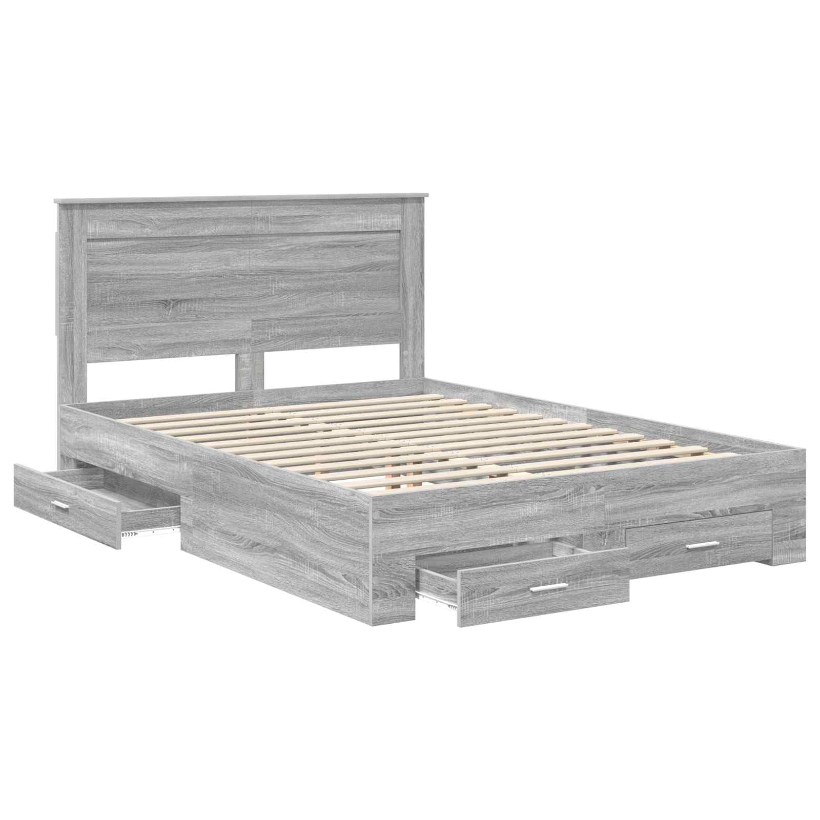 vidaXL Estructura de Cama con cajón con cabecera Madera contrachapada, Diseño de Dormitorio Moderno, soluciones de Almacenamiento, Cama Elegante, área de Descanso útil, Muebles con Estilo