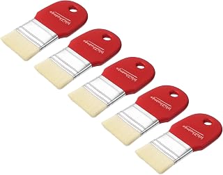 uxcell 5本セット 2インチ幅 平パドルペイント刷毛 ナイロン毛 ショート木製ハンドル アクリル絵具 油絵 ワニス ウォーターカラー画用 赤色