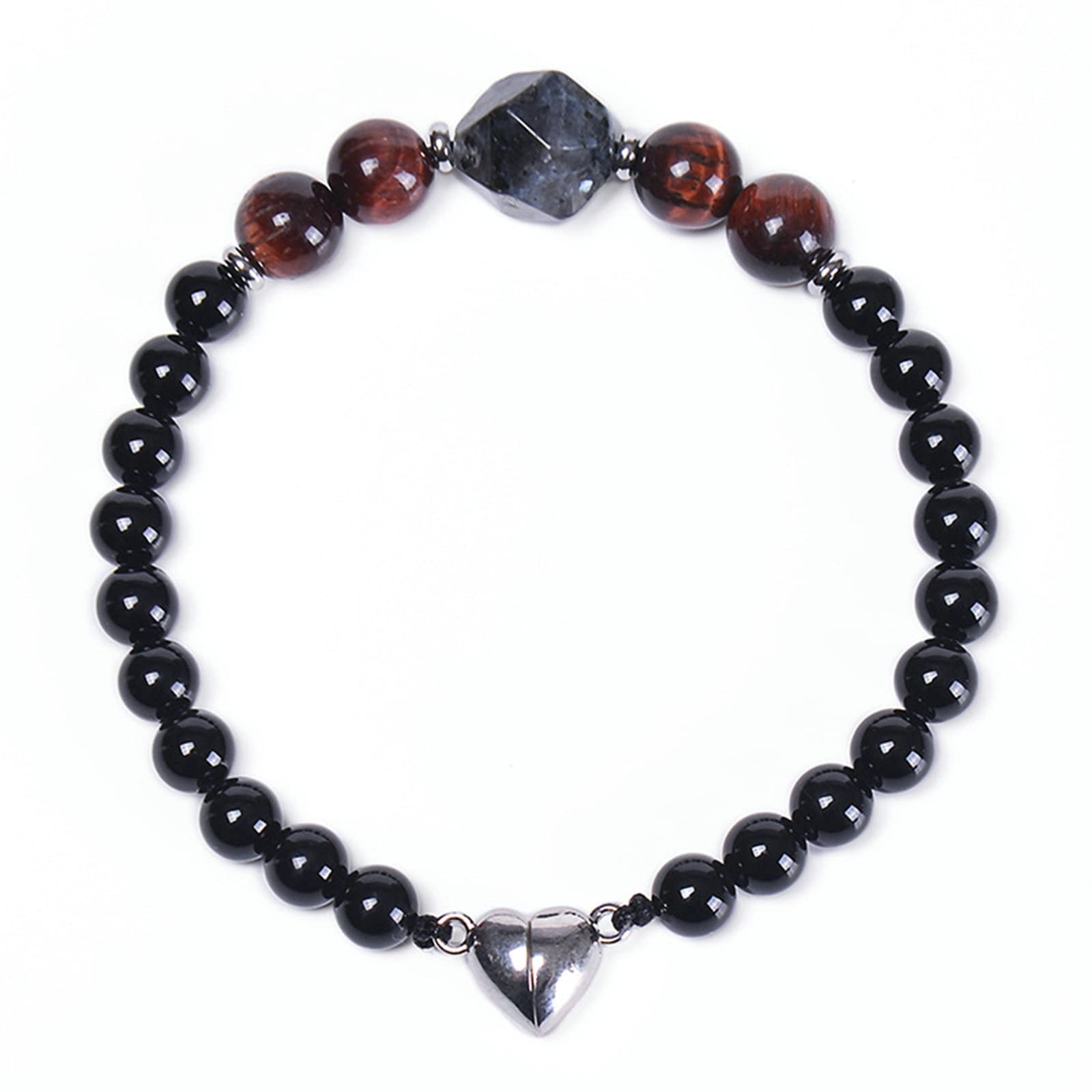 Steinperlenarmband, 6 mm Steinherz-Magnetarmband, Kettenarmbänder für Männer, 21,5 cm
