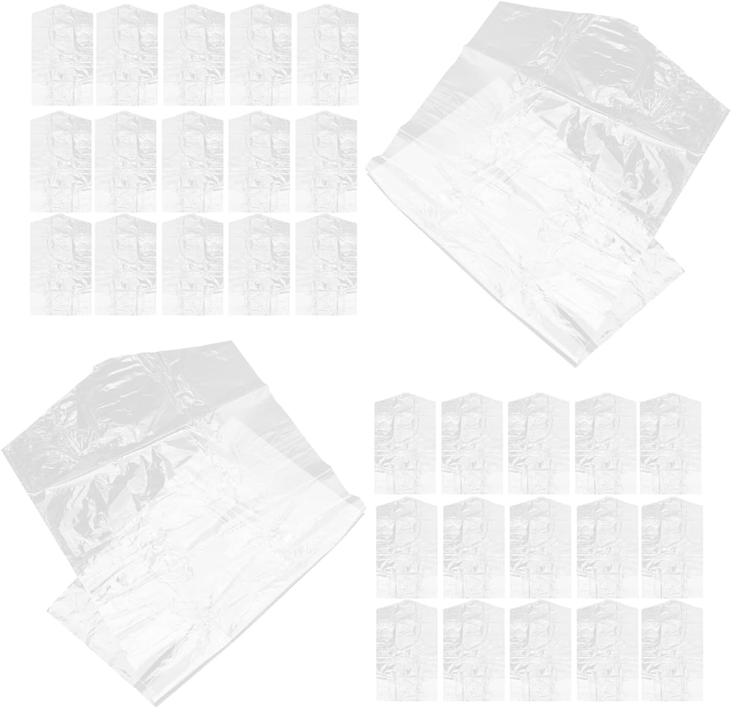 OUNONA 60pcs Hanging Clothes Garment Covers 60x100cm Plastic Dustproof Garment Protector Bags for Closet Storage and Dry Cleaning