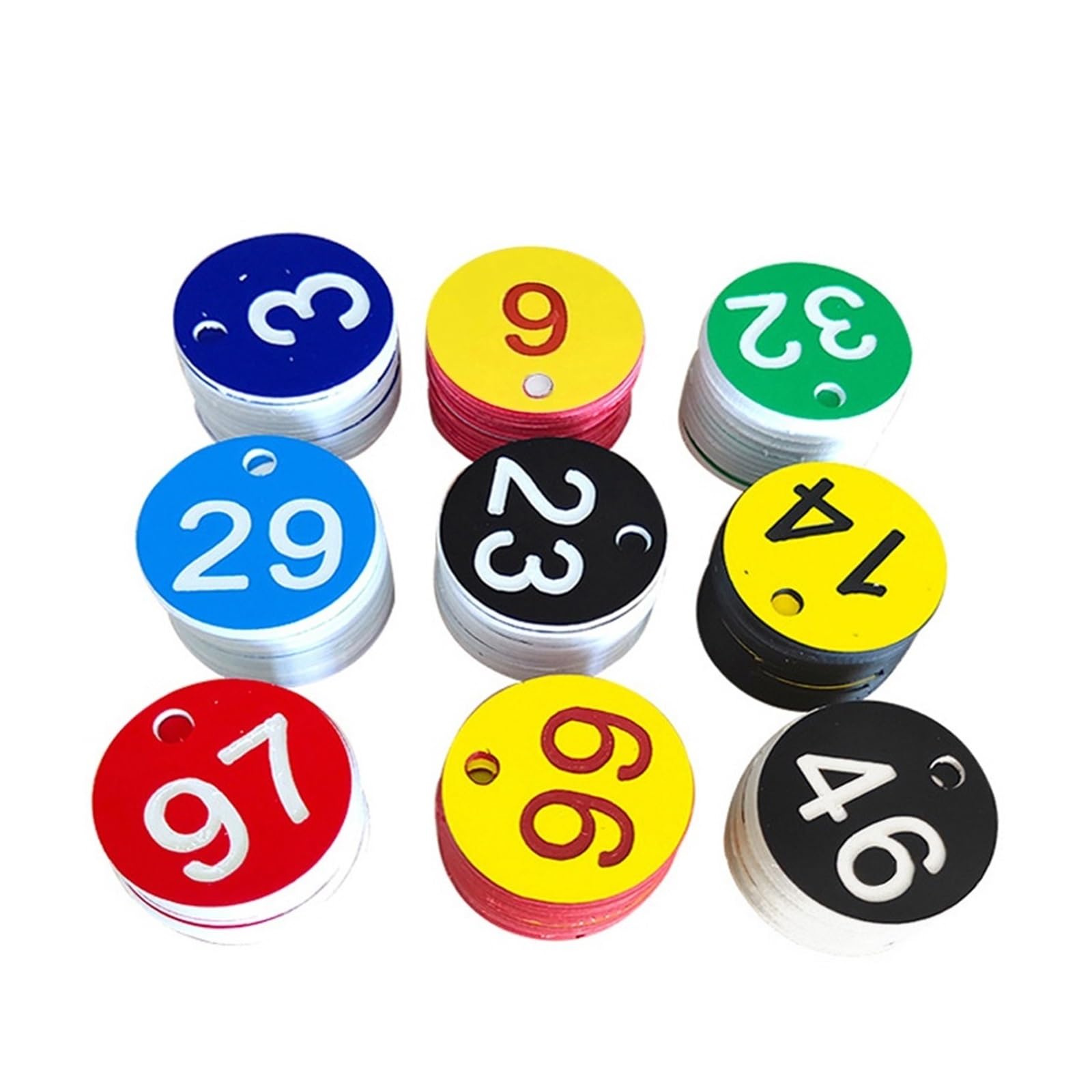 Lot de 100 étiquettes d'identification numériques en plastique de 1 à 100 étiquettes numériques pour décoration de supermarché, restaurant, boîte aux lettres, salle de sport, école