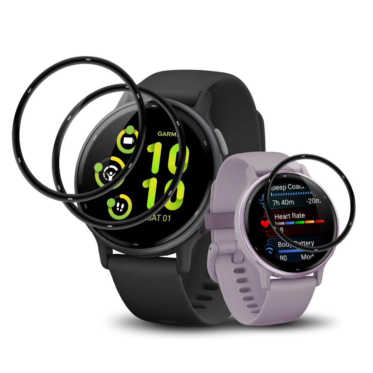Garmin Vivoactive かく 5用液晶保護フィルム 黒フチ 3枚入り