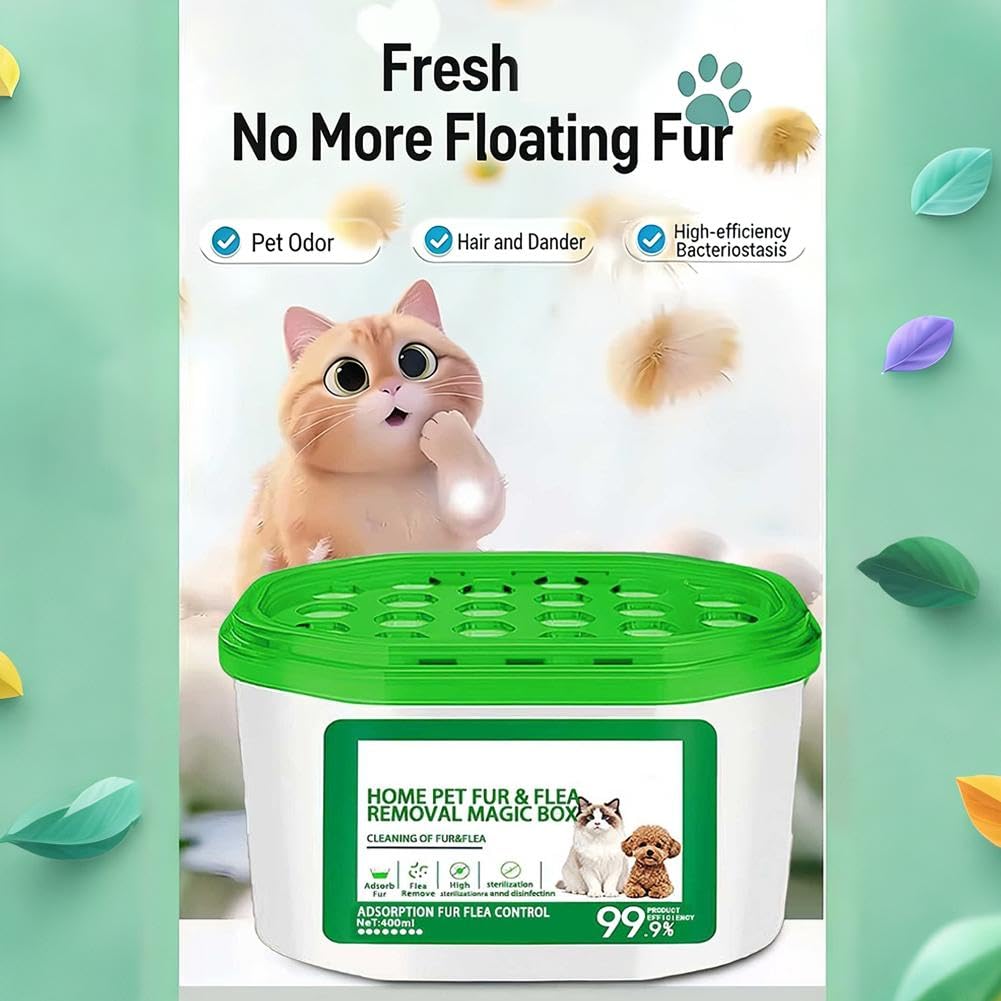 Home Pet Fur & Odor Removal Magic Box, 2026 New Pet Hair Removal MagicBox, 360 All Around Pet Hair Remover Pets Magic Box, Eliminador de olores portátil y colector de polvo, para el hogar, PetAreas