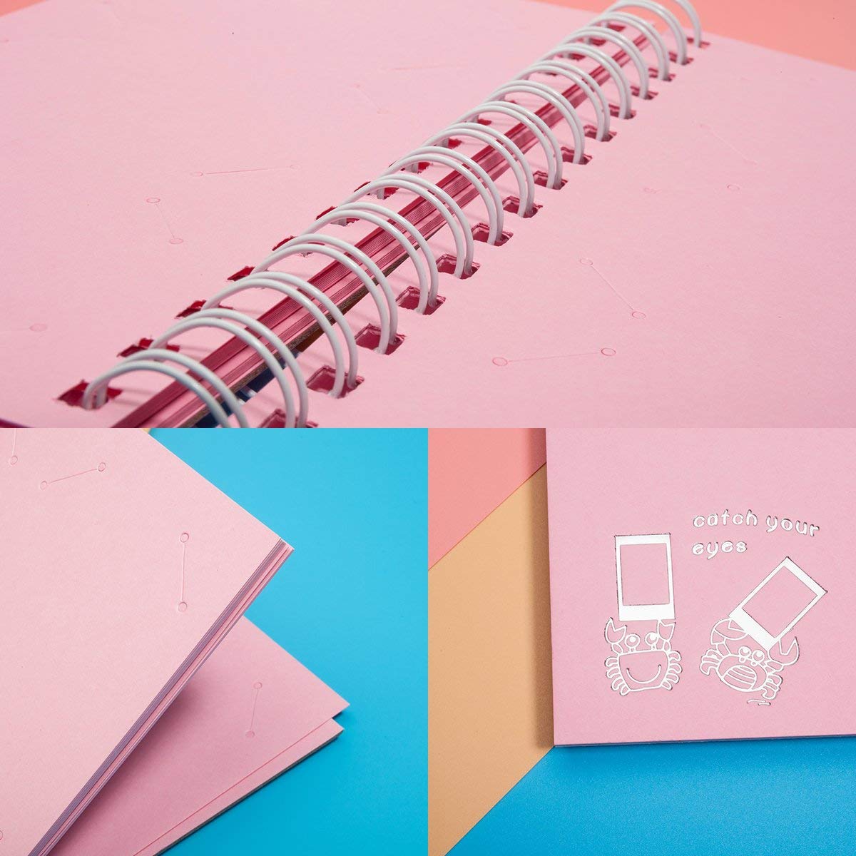Stela Mini Album for In-stax Mini 8 8+ 70 7s 25 50s 90 Film/Pringo P231/ In-stax Share SP-1 SP-2/ Polaroid PIC-300/ Polaroid Z2300 Film (Pink, 60 Photos) 2