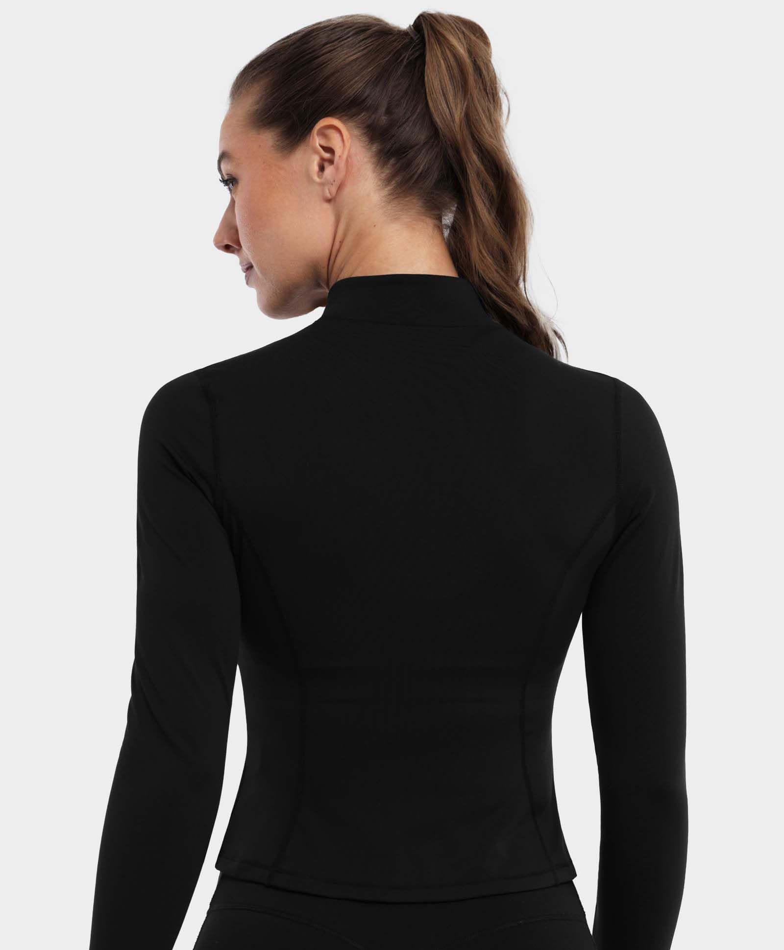 BRXL Women's Athletic Full Zip Jacket Lightweight UPF 50+ Sun Protection Workout Running Outdoor Slim Fit Long Sleeve Shirts Black M