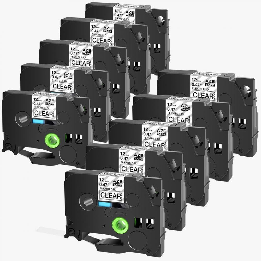 Nastro per etichette nero su trasparente compatibile con nastro laminato flessibile Tze-FX131 da 0,47 pollici per stampanti di etichette