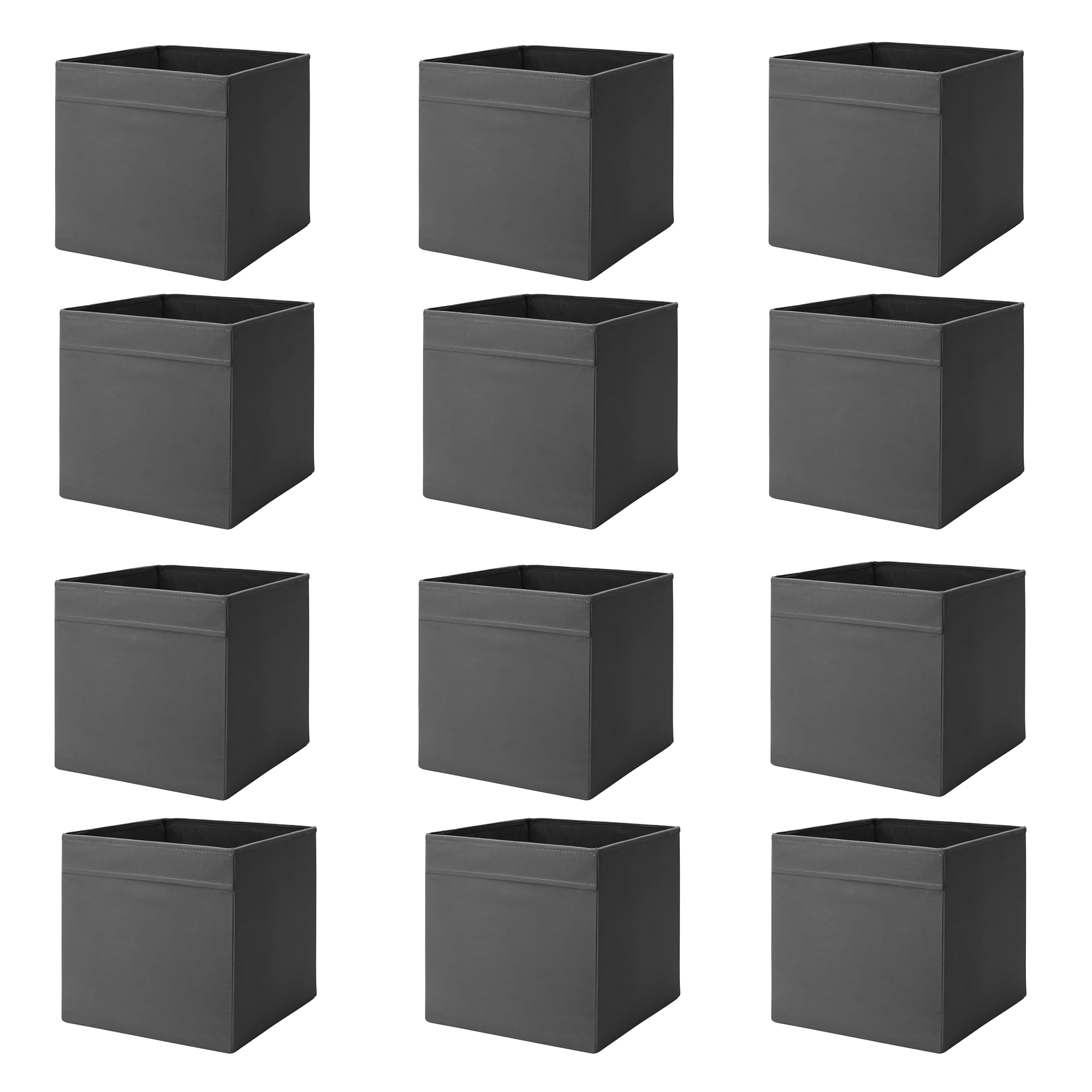 Drona Fabric Storage Box Inserts - Grey - 33x38x33cm - Durable Foldable Cube Organiser for Shelves, Wardrobes, and Closets, pack of 12