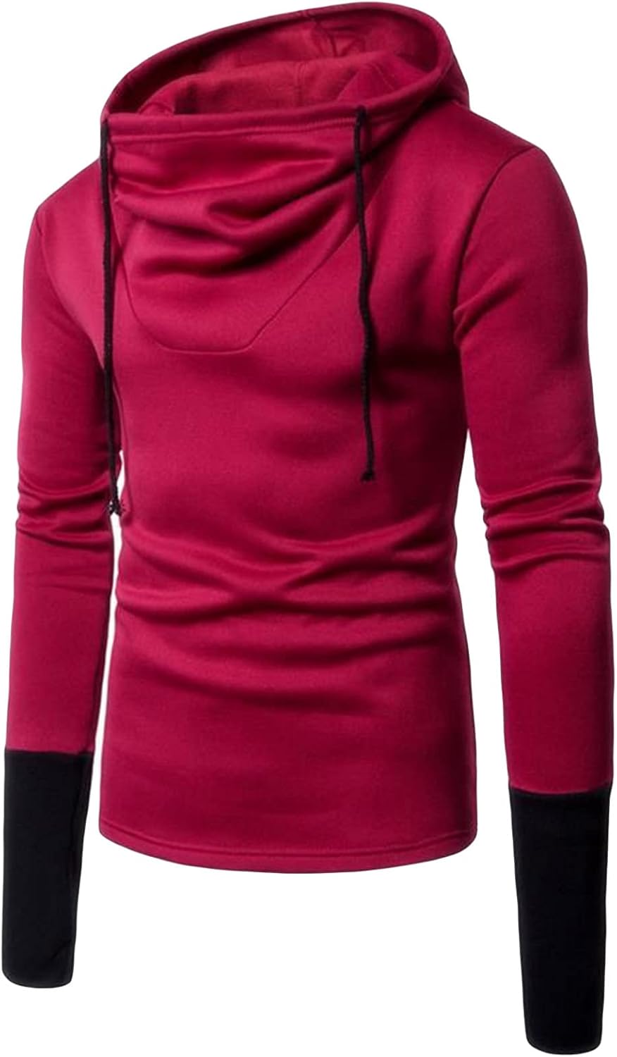 DGHM-JLMY Men's Casual Sport Color Matching Hoodie Contrast Color Pullover Hood Cozy Outwear Loose Fit Heavyweight Sweatshirt