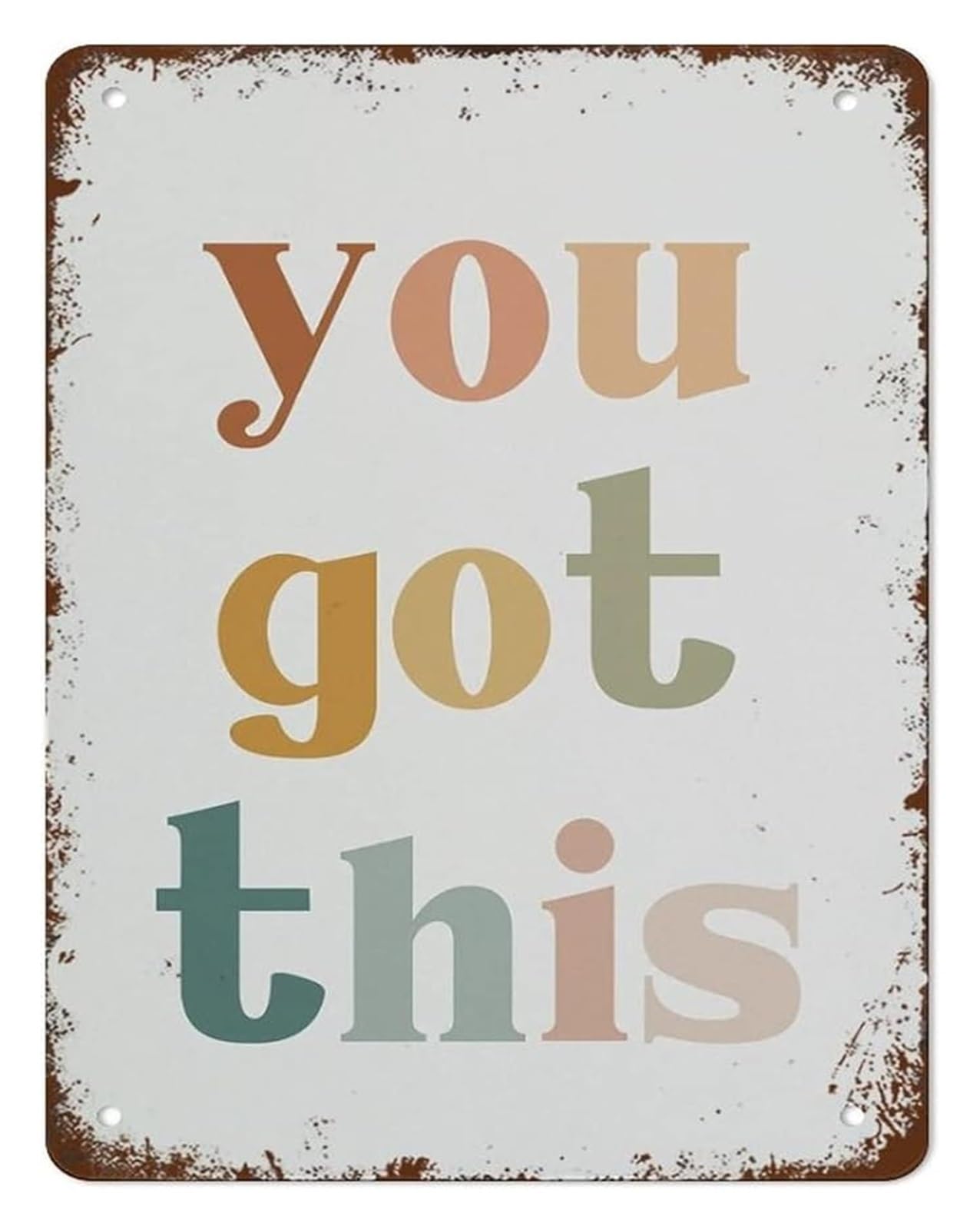 EKFBQBGW Boho Rainbow You Got This Vintage Metal Sign Retro Tin Sign Wall Hanging Inspirational Affirmation Classroom Home Bar Cafe Gift 8 X 12 in
