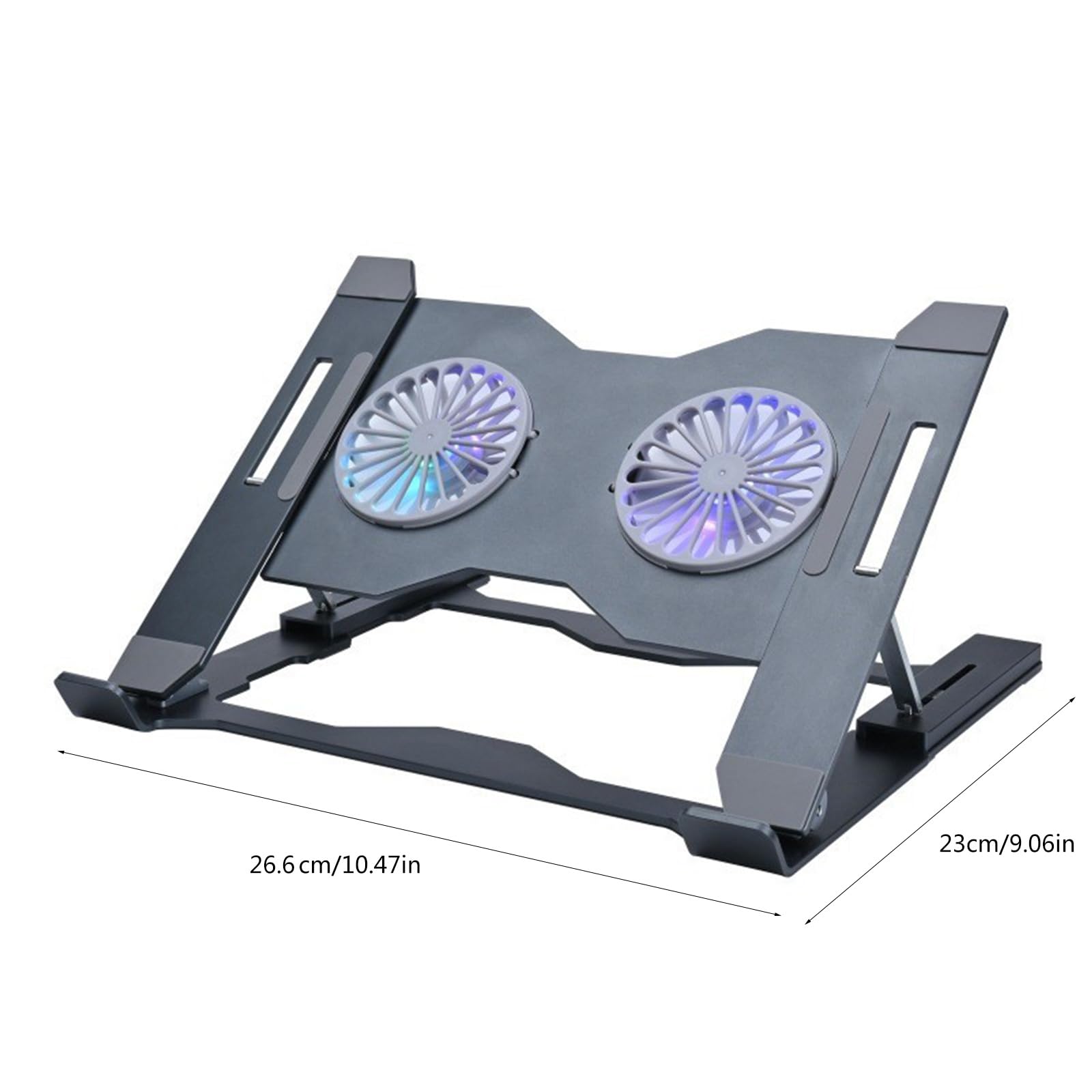 Supporto ergonomico per computer portatile da gioco con supporto regolabile, in alluminio ventilato con luci LED fredde, supporto per notebook ventilato