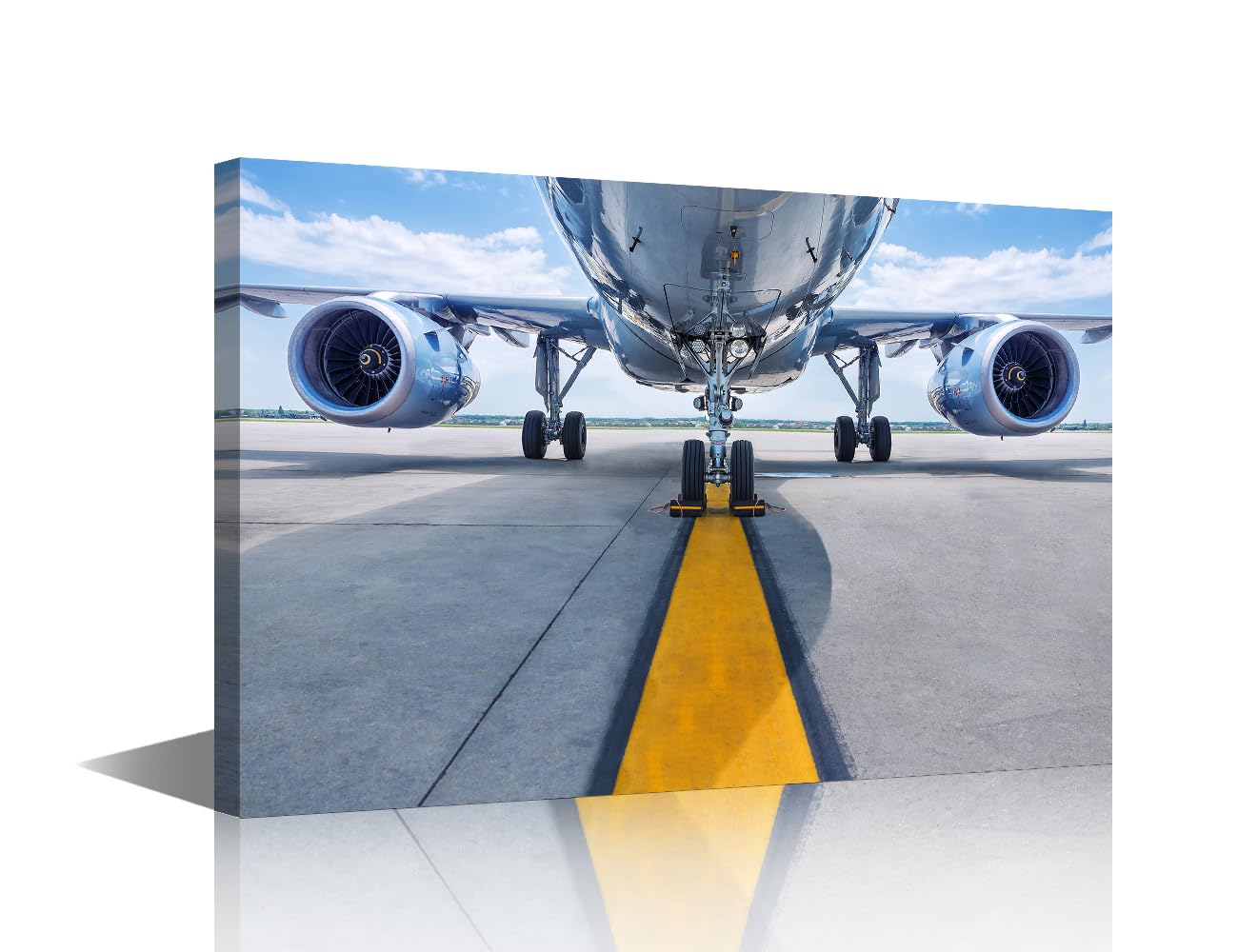 TISHIRON Aviation Canvas Art Wall Decor Airplane Turbine Bedroom Wall Art Pictures for Living Room Aircraft Twin Engine Wall Painting Modern Wall Art Stretched and Framed Ready to Hang 18x12in