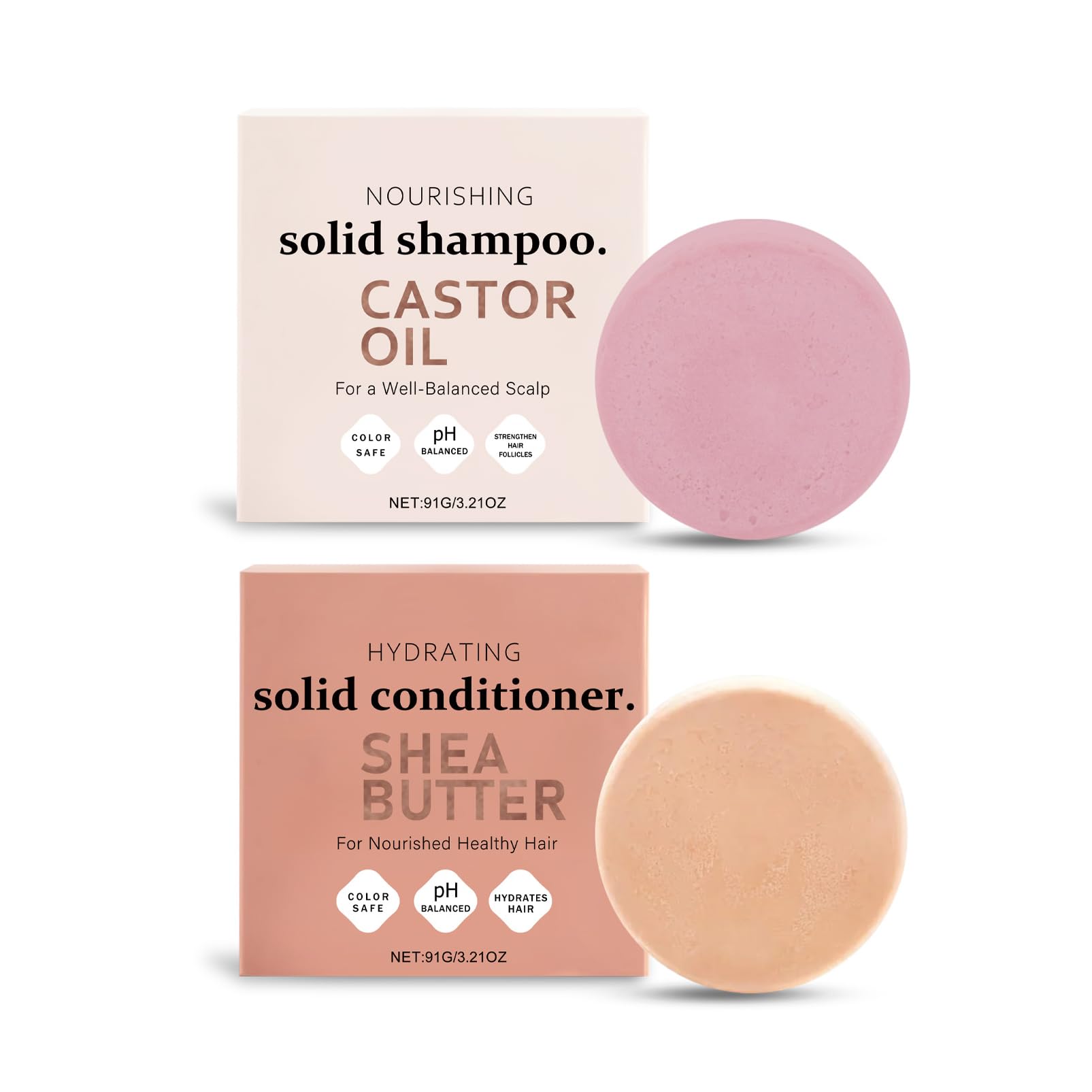 Shampoo and Conditioner Bar Set,Solid Shampoo and Conditioner Bar for Moisturizing,Strengthening and Cleansing,Ginger Castor Oil Hair Care Set for Hair Growth,Repair Dry Damaged
