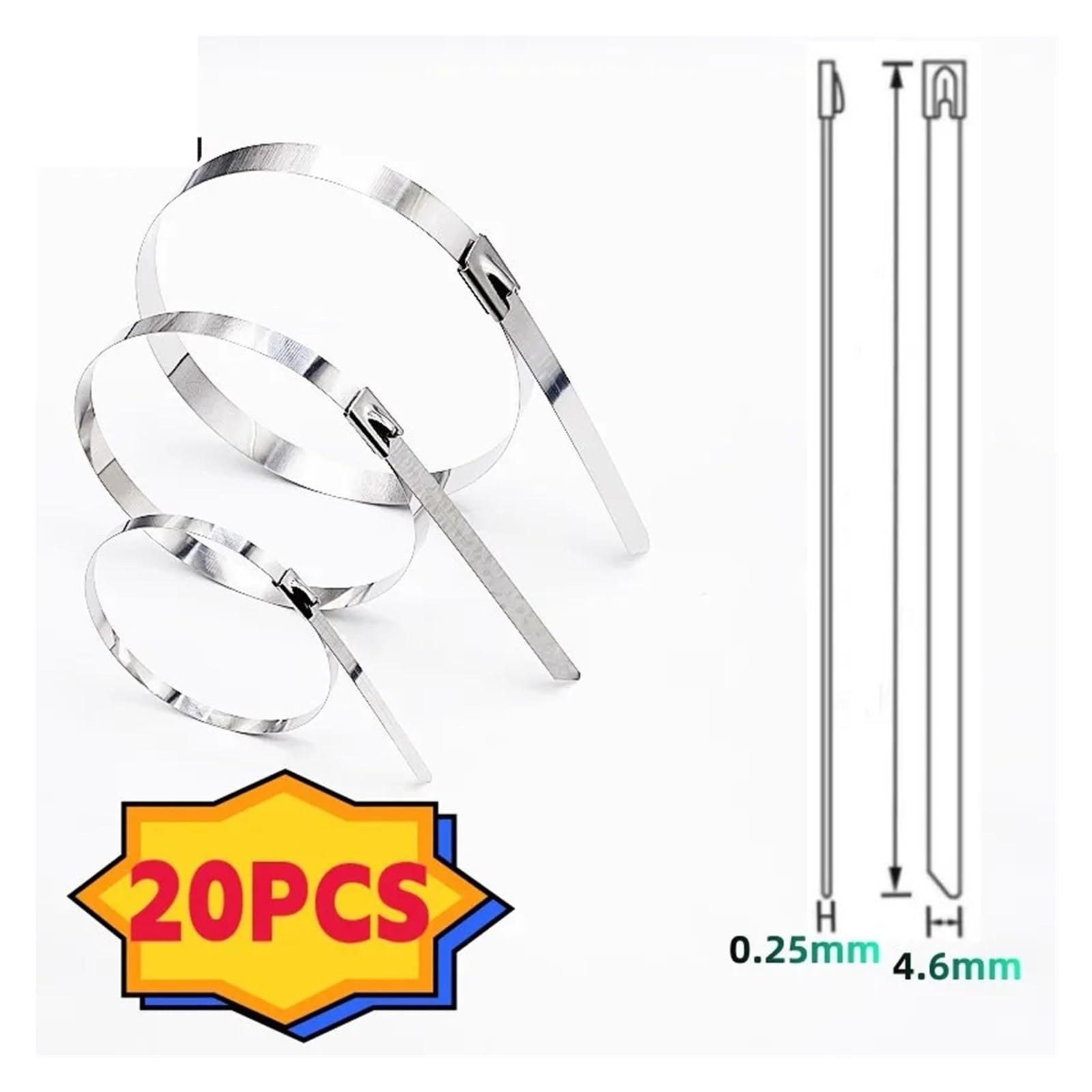 Fascette Per Cavi Fascette stringicavo in acciaio inossidabile, fascette stringicavo rivestite in metallo con bloccaggio a cerniera, fascette stringicavo multifunzionali con bloccaggio a cerniera(20PC