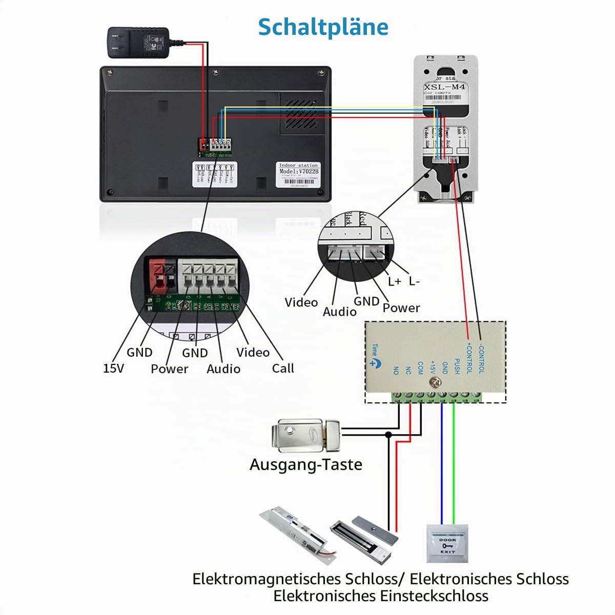 7-Zoll Verdrahtete Video-Gegensprechanlage, TFT LCD-Bildschirmmonitor, wasserdichte Nachtsichtkamera, Unterstützung Entriegeln der Überwachungstür Zwei-Wege-Audio FÜR Villa Haus Büro Wohnung