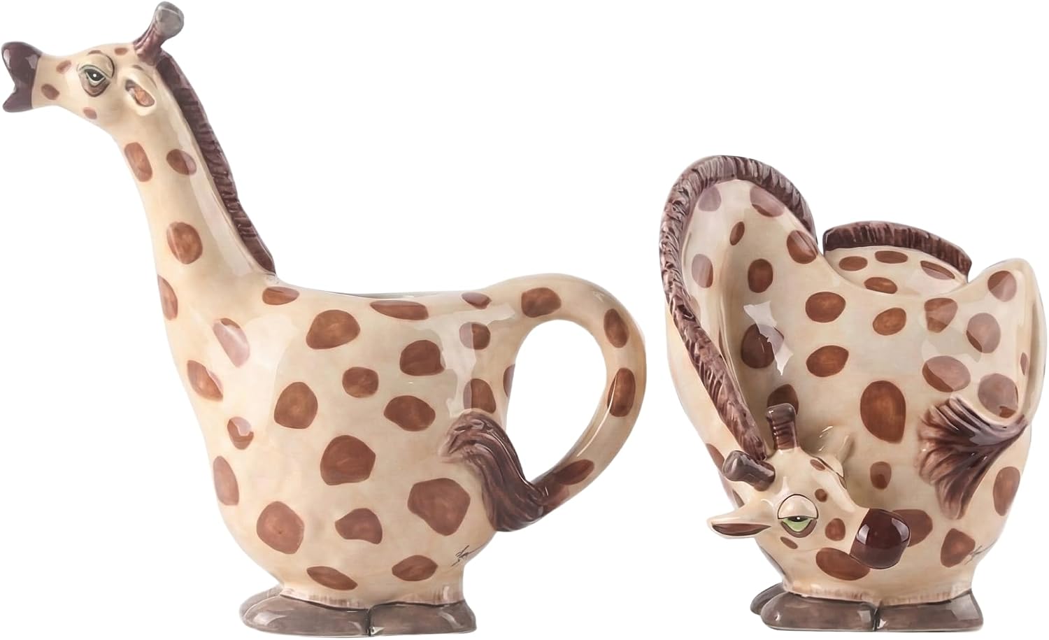 Blue Sky Ceramic 7" x 3.5" x 6.5" and 4.5" x 4" x 5" Giraffe Creamer and Sugar Bowl