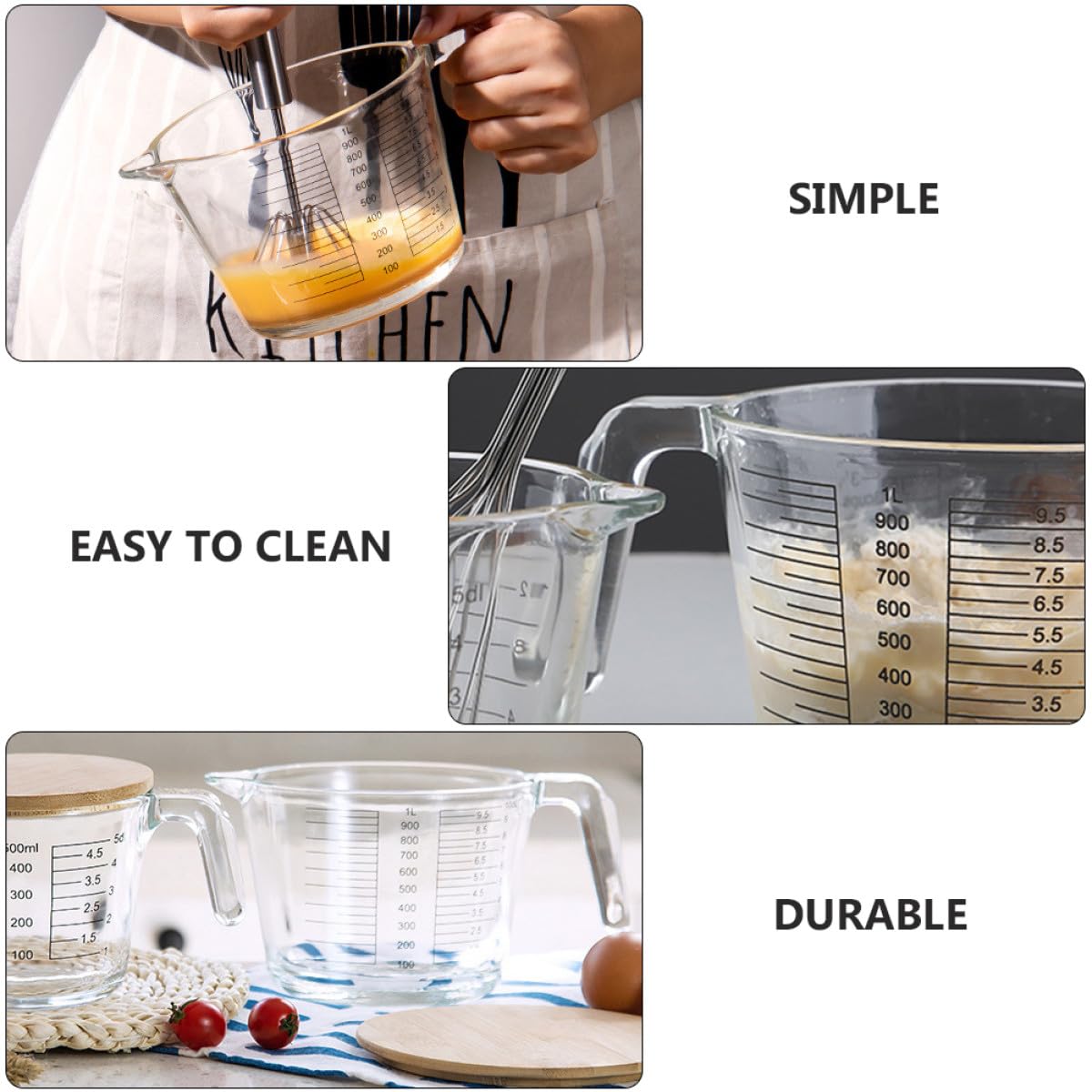 Vaso con Escala Precisa Resistente al Calor Medidor de Fácil de Limpiar para Líquidos y Adecuado para Cocina y Repostería