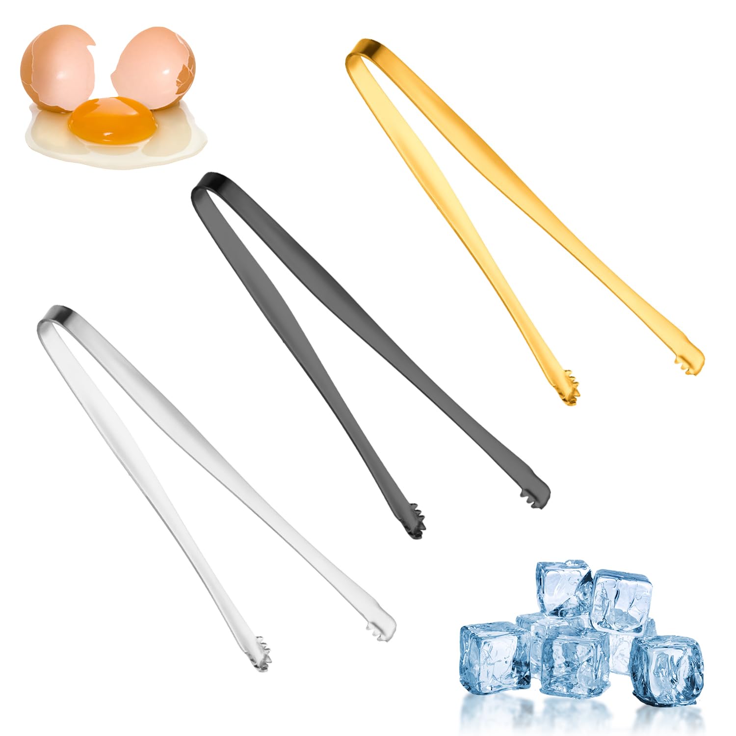 SYEYCW 3 Pcs Egg Membrane Chalaza Remover Tongs, 5.91 Inch Stainless Steel Egg Shell Remover, Toothed Membrane Removal Tool, Multipurpose Kitchen Tool, for Cooking Food, Cake Bakers, Pastry Chefs