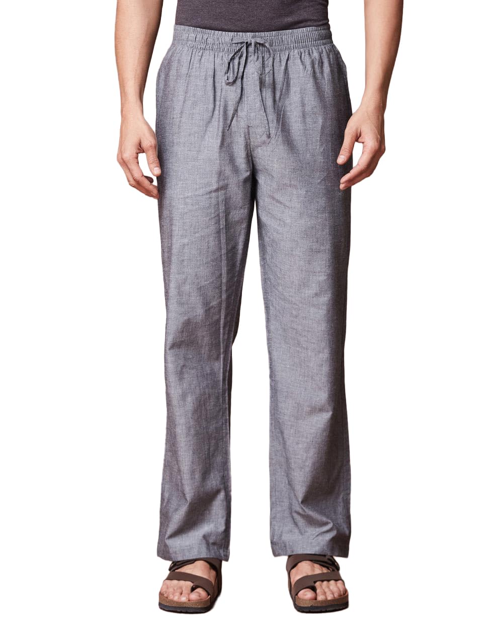 fabindia Men Cotton Grey Solid Comfort Fit Casual Pants-picture-13