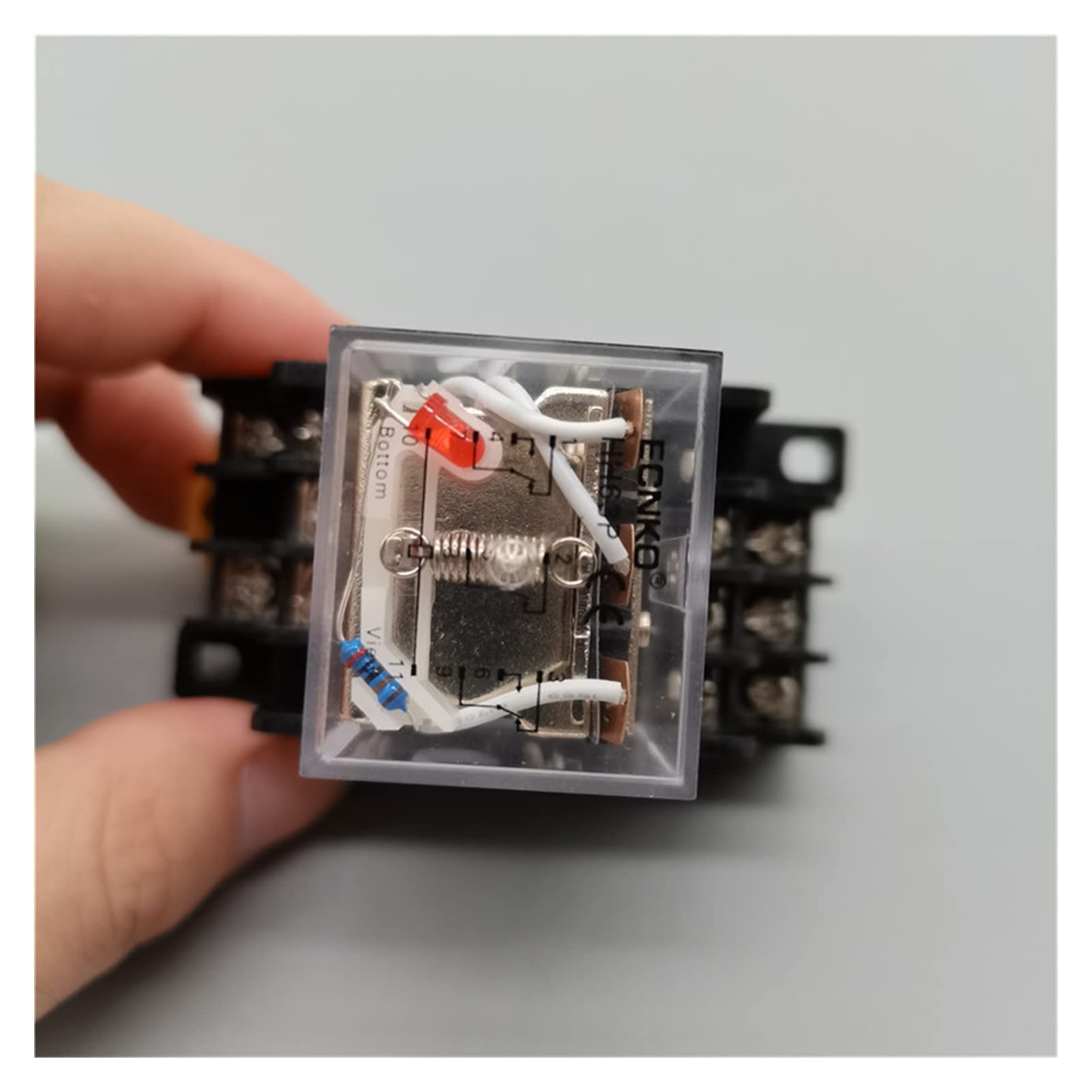 Accessori elettronici Relè auto 1 PZ HH63P LY3NJ JQX-13 Relè 220v24v 12v 12 Volt AC/DC 10A 11PIN Bobina elettromagnetica argento Micro Mini relè con base (Color : Dc24, Size : Base)