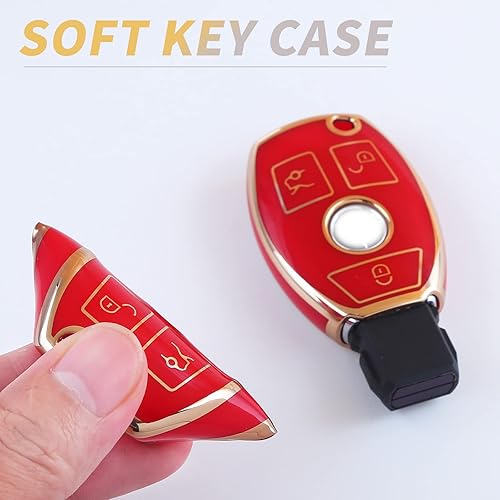 Miniatura 3 de Funda para llavero de Mercedes Benz GLA GLC GLE GLS GLK CLA CLS AMG C E G S M GL funda de TPU suave, Modelo B (rojo).