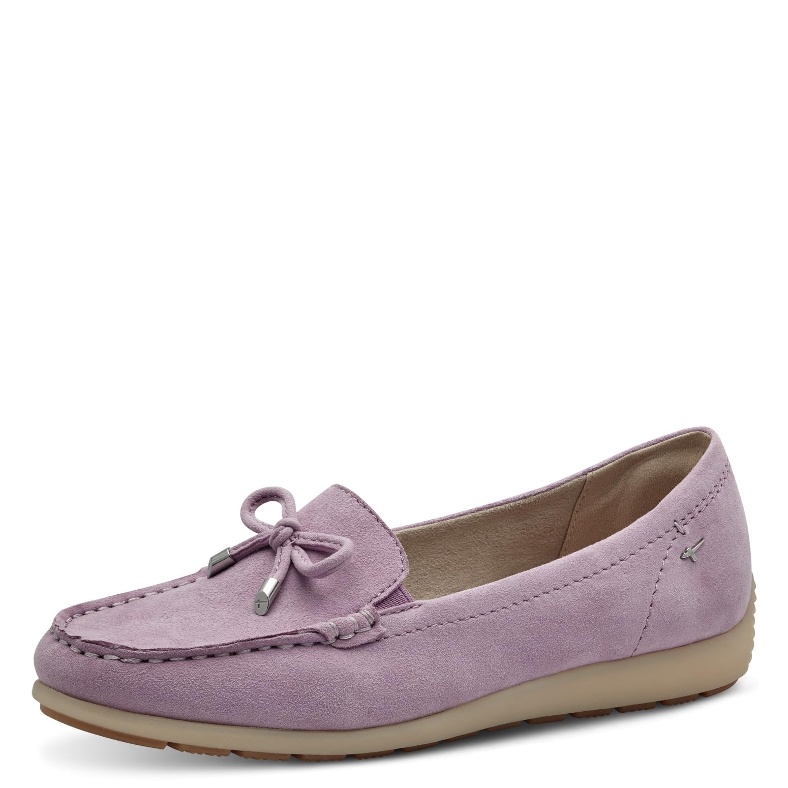 Tamaris Comfort Women’s Leather Moccasins with Bow, Lilac Suede, 8 UK