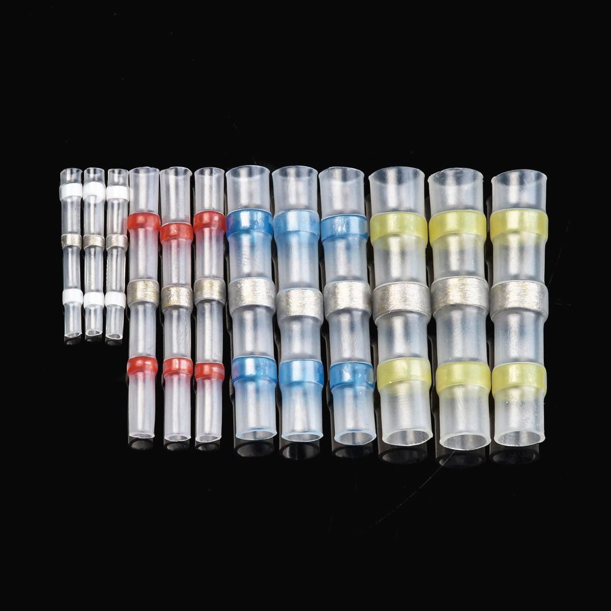 Schrumpfschlauch 1000/50. 0pcs. wasserdichte Wärmeschrumpfschmiedekabel Verbinder Kupfer Lötdichtungsdrahtanschlüsse Thermische Schrumpfungshülsenspleiß Schrumpfschlauch Set(White,1000PCS)