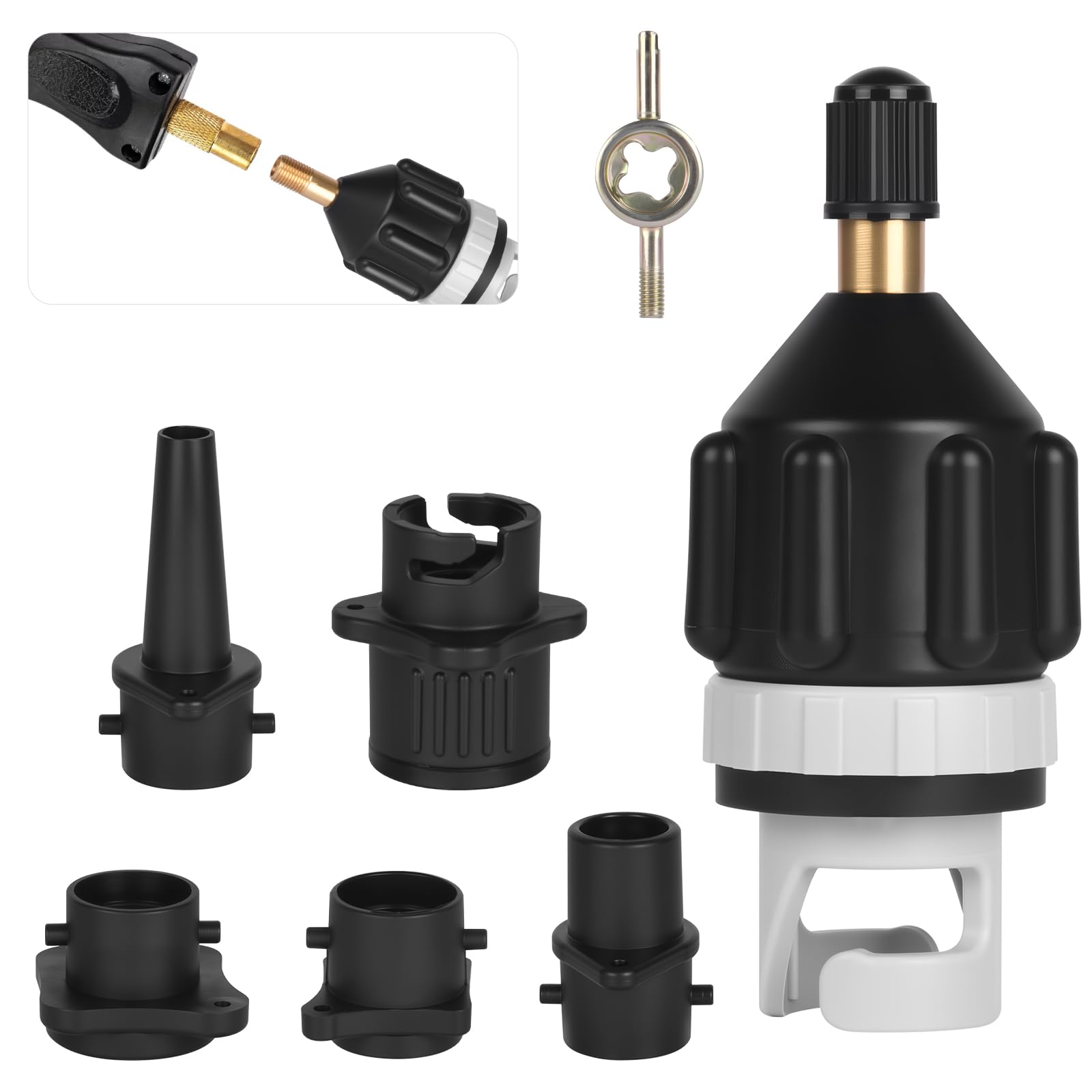 OFFCUP SUP Pump Adapter, Air Valve Converter with 4 Valve Nozzles, Universal Multifunction Air Valve Attachment for Inflatable Boat Kayak Paddle Board Inflatable Bed Dinghy — image 1