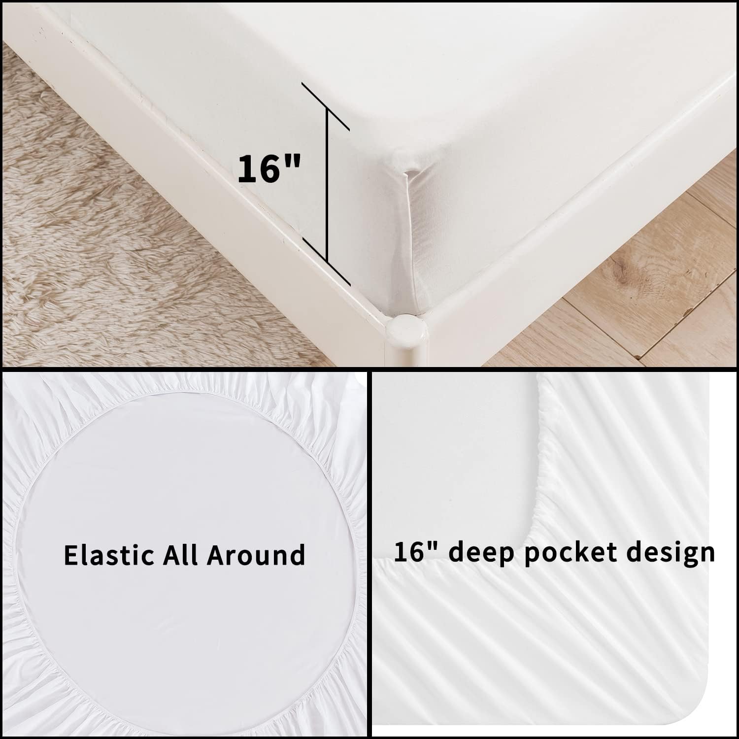 Bed Sheet Set - 4 Pieces Set 1 Fitted Sheet, 1 Flat Sheet and 2 Pillowcases, Luxury 1800 Bedding Sheets & Pillowcases Deep Pocket up to 16" - Wrinkle, Fade, Stain Resistant (California King, White) : Home & Kitchen