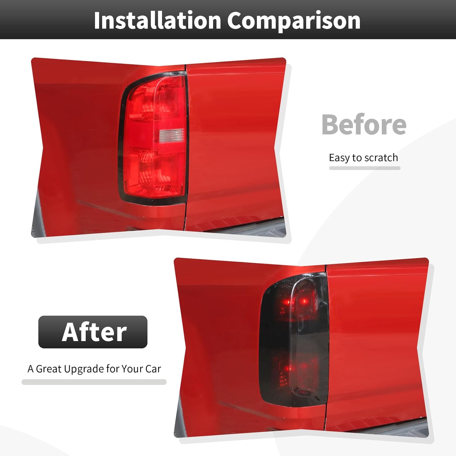 CheroCar for Colorado Tail Light Lamp Cover Guard Trim Bezel for 2014-2022 Chevy Colorado,2Pcs Smoked Black Exterior Accessories