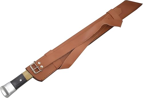 Miniatura 5 de Medieval Warrior Espada de hoja tanto inversa hecha a mano personalizada con funda de cuero (acero inoxidable, blanco y negro)