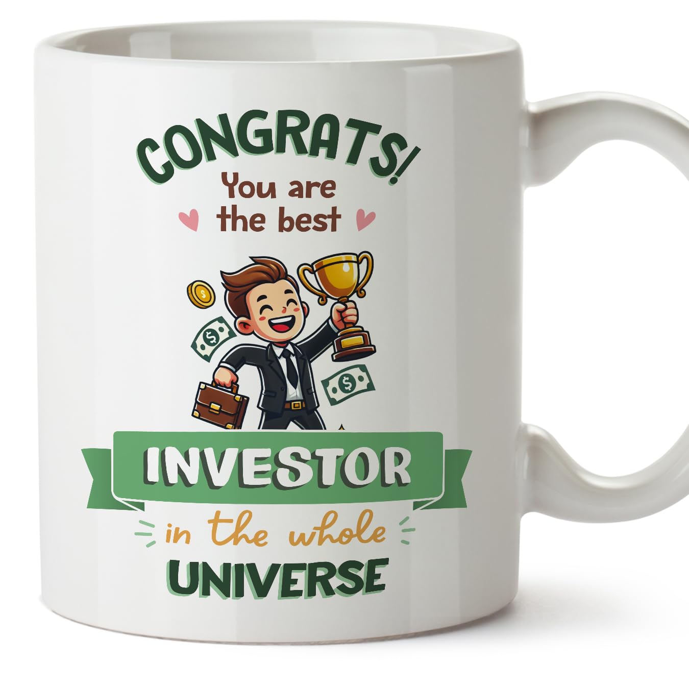 MUGFFINS Investor Man Mug - in English - Best in Universe Trophy - Funny Gift for Colleagues - Ceramic 11oz Mug โ image 1