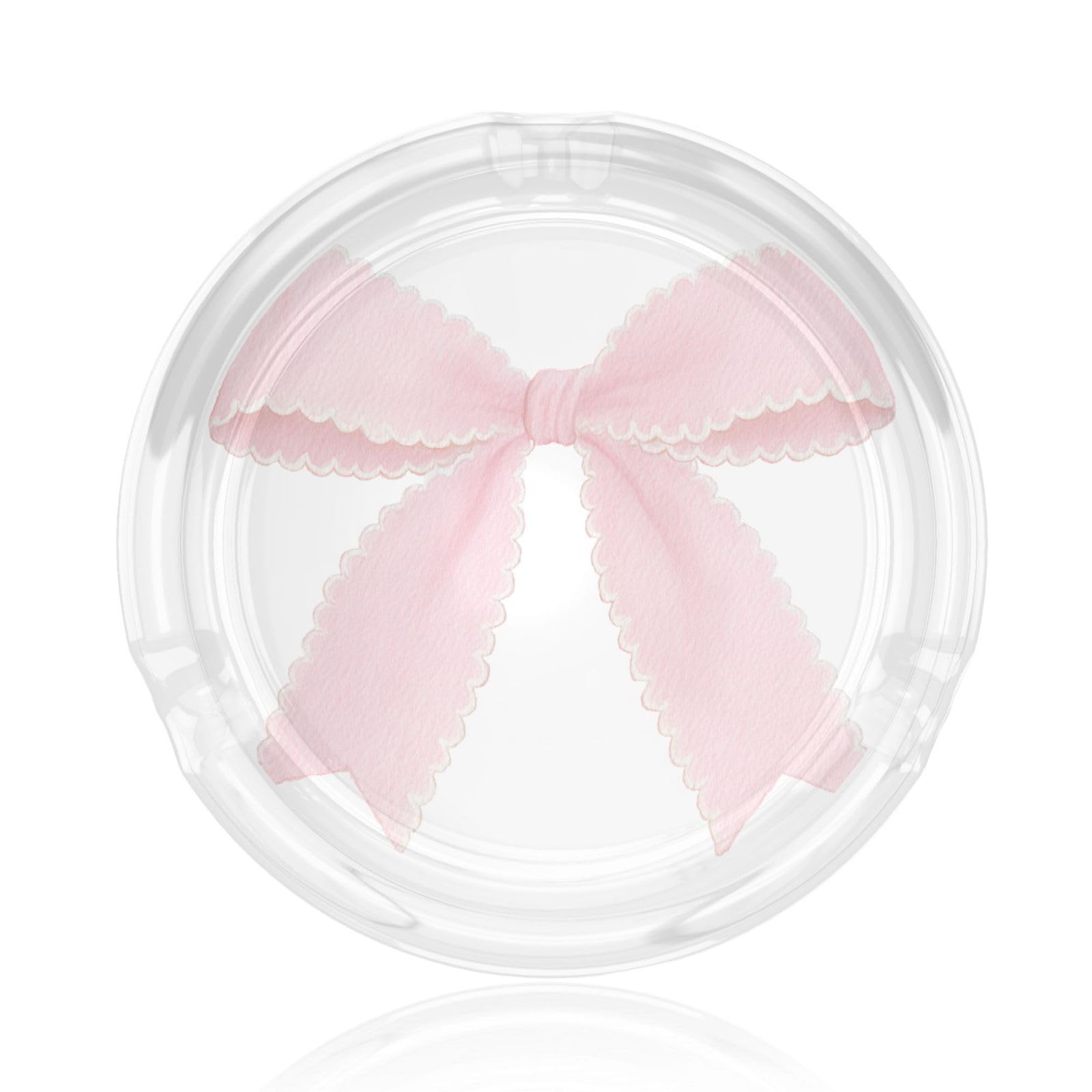 Pink Grosgrain Scallop Bow Glass Ashtray For Cigarettes Ash Trays Case For Home Office Decor