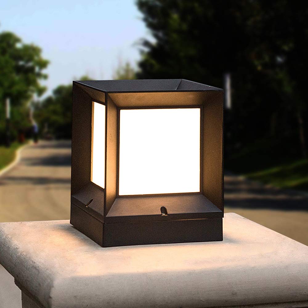 Éclairage pilier LED extérieur noir carré pour maison et jardin - 8