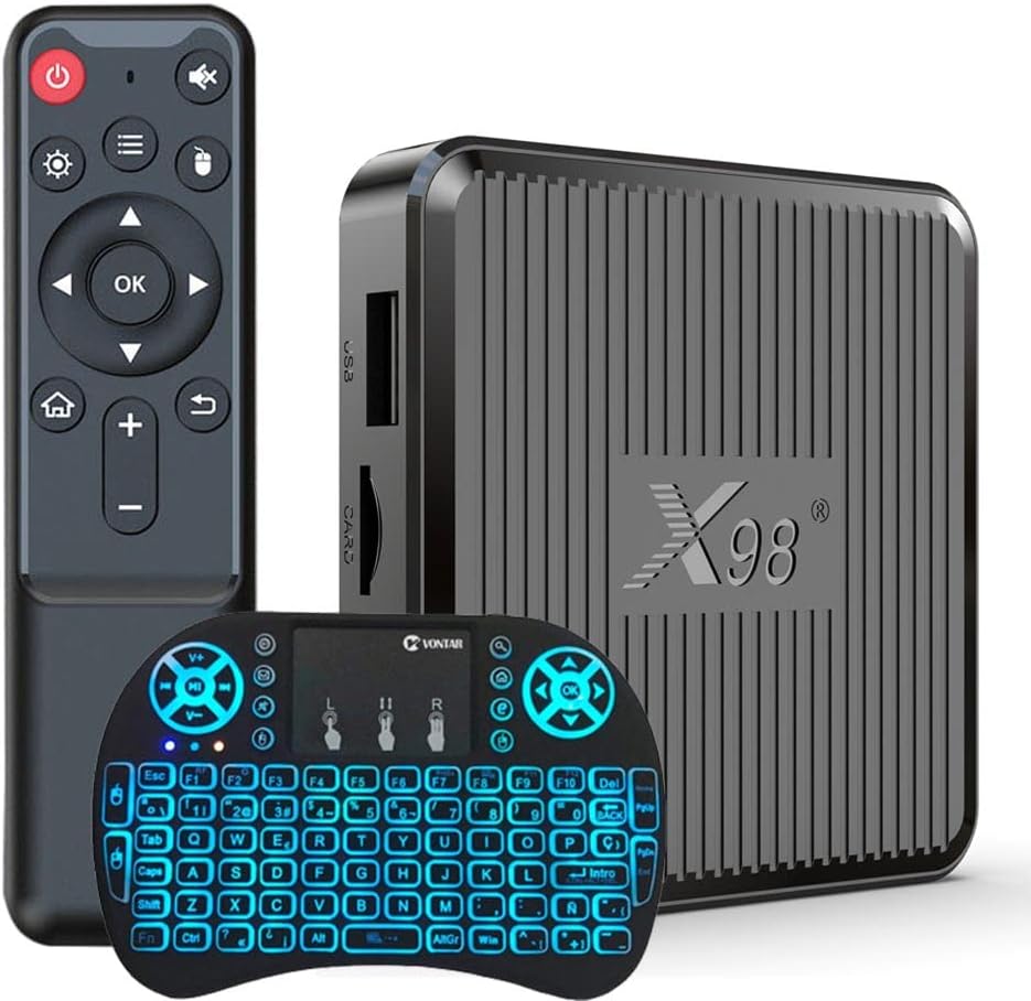 Android TV Box 11.0, X98Q Android TV Box 2GB RAM 16GB ROM con Teclado