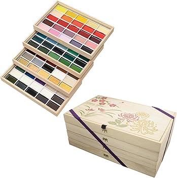 Amazon.co.jp: 呉竹(Kuretake)絵具顔彩耽美桐箱100色セットIIMC20