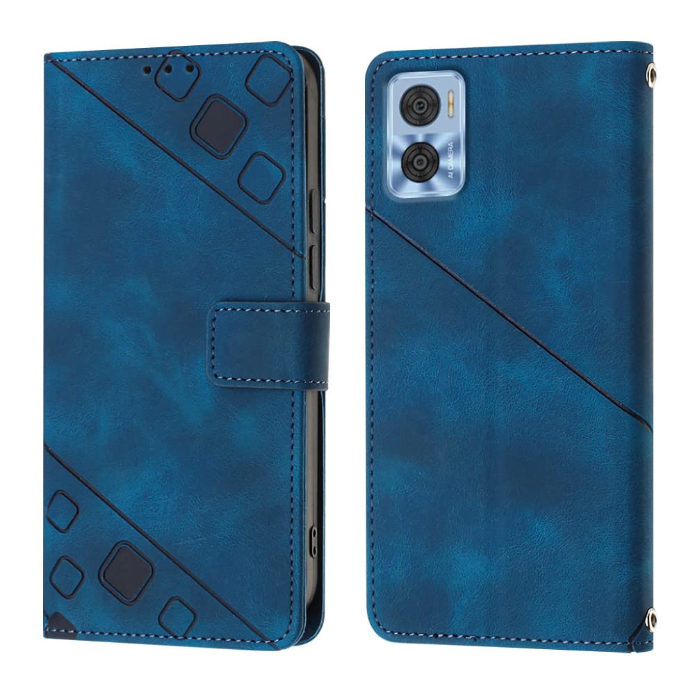 Etui kompatybilne z Motorola Moto E22i 4G/E22 4G, etui crossbody do Motorola Moto E22i 4G/E22 4G, magnetyczne składane skórzane etui odporne na wstrząsy z regulowanym sznurkiem na szyję