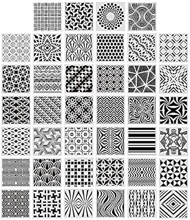 40 Pieces Geometric Stencils Painting Templates for Scrapbooking Cookie Tile Furniture Wall Floor Decor Craft Drawing Tracing DIY Art Supplies, 5.1 x 5.1inch